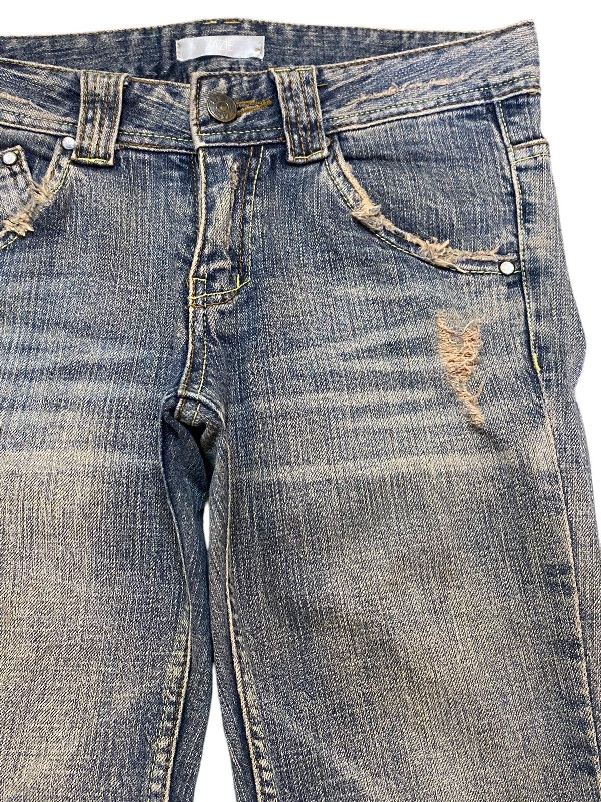 Japanese Brand Vintage Japanese Brand Zazie Mud Wash Distressed Flare Jeans Size 29" - 8 Thumbnail