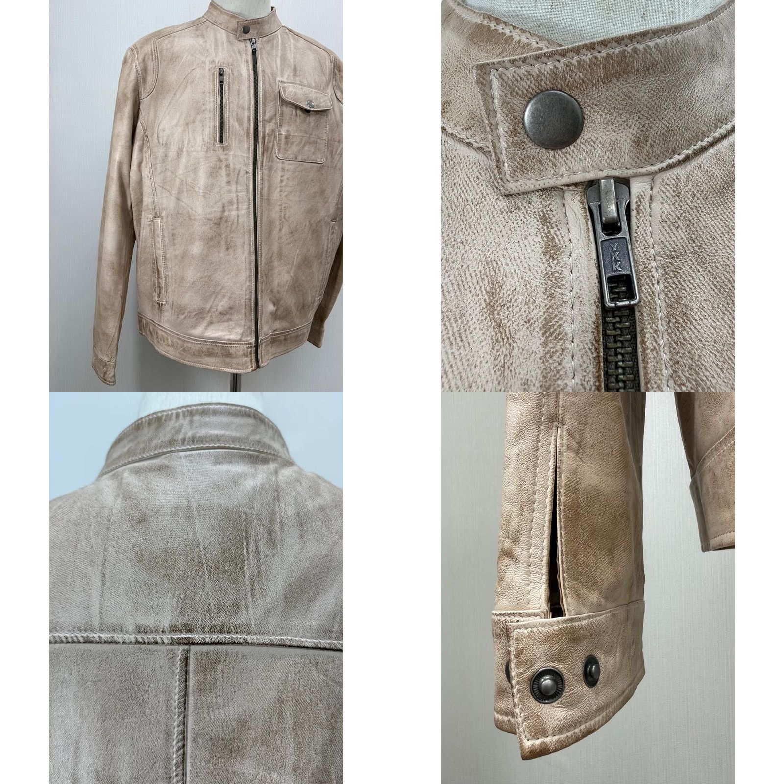 Vintage VINTAGE Men's Italian Sheepskin Genuine Leather Jacket Premium Soft Beige Coat Size L Size US L / EU 52-54 / 3 - 9 Thumbnail