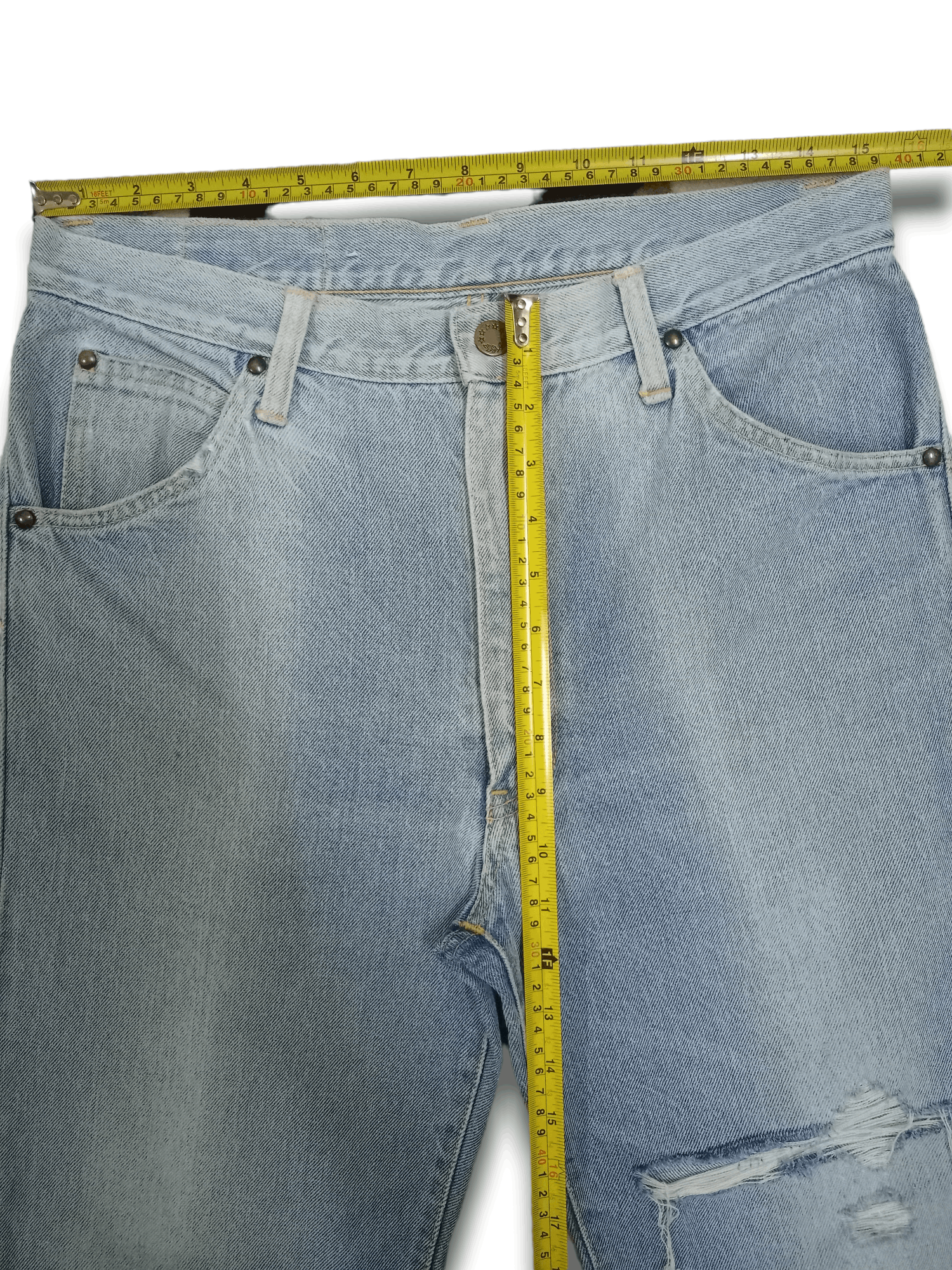 Edwin × Japanese Brand Vintage Edwin Light Wash Ripped Style Baggy Jeans 31x24 Size US 31 - 10 Thumbnail