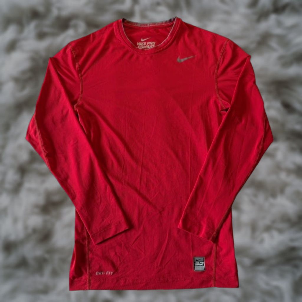 Nike Nike Pro Combat Shirt Large Red Dri Fit Compression Performance Athletic Shirt Mens L Red Pro Combat Shirt Size US L / EU 52-54 / 3 - 1 Thumbnail