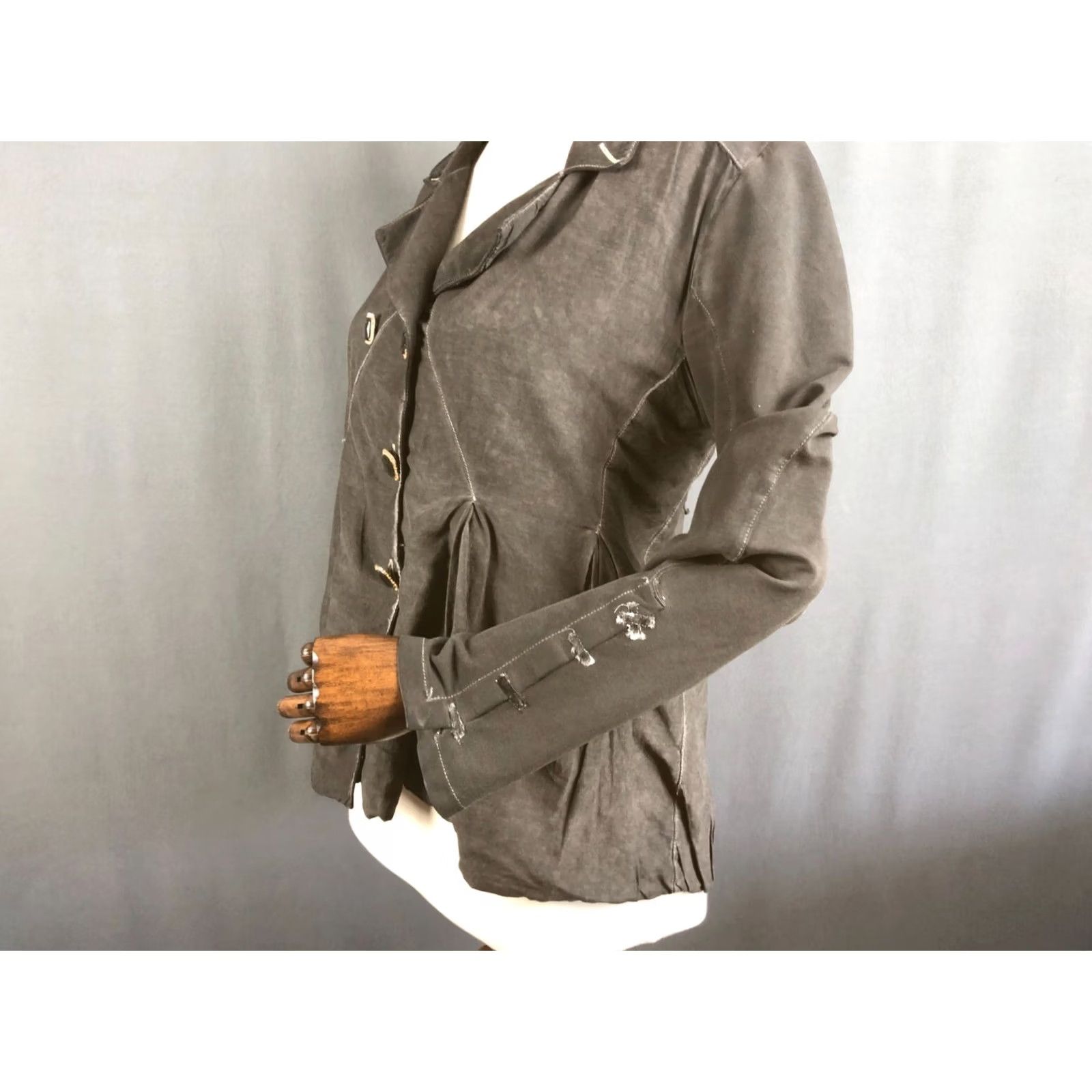Vintage Elisa Cavaletti Blazer Jacket Cotton Gray Women S Regular Long Sleeve Button Front Casual Blazer Accessories: Collared, Single-Breasted Size S / US 4 / IT 40 - 6 Thumbnail