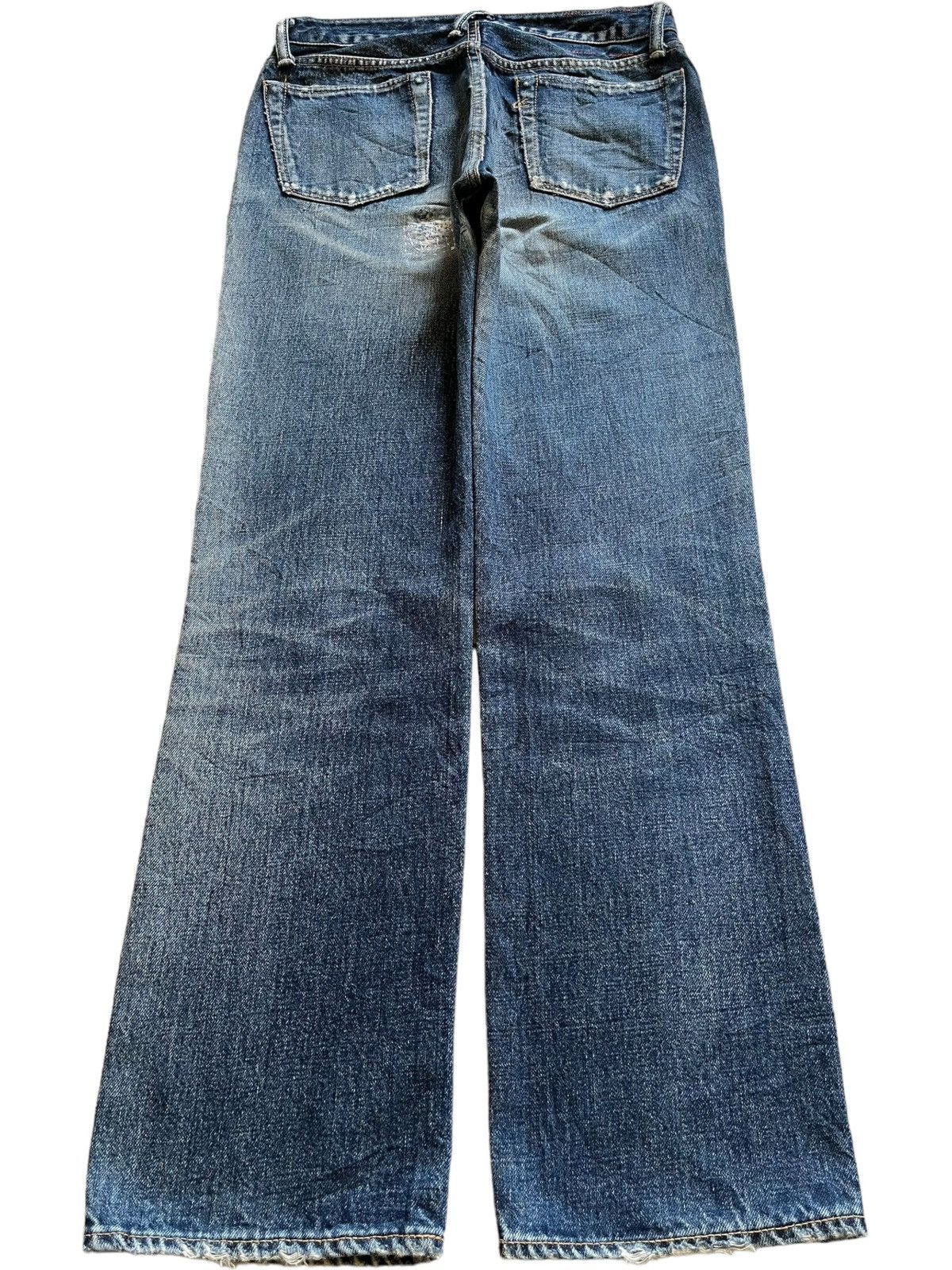 45rpm × Japanese Brand Vintage Japanese 45RPM Blue Wash Distressed Loose Jeans Size US 28 / EU 44 - 2 Thumbnail