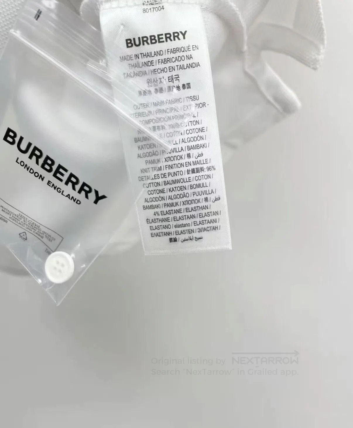 Burberry White Short Sleeve Polo Shirt - XL. Size US XL / EU 56 / 4 - 8 Thumbnail