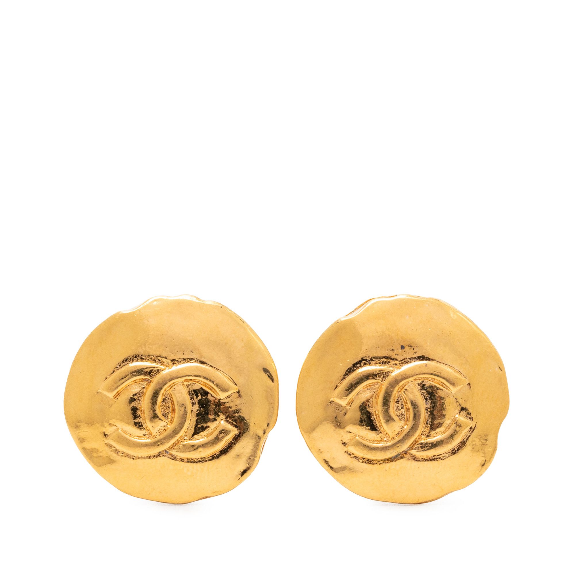 Chanel Chanel CC Gold Plated Round Clip On Earrings Size ONE SIZE - 1 Thumbnail