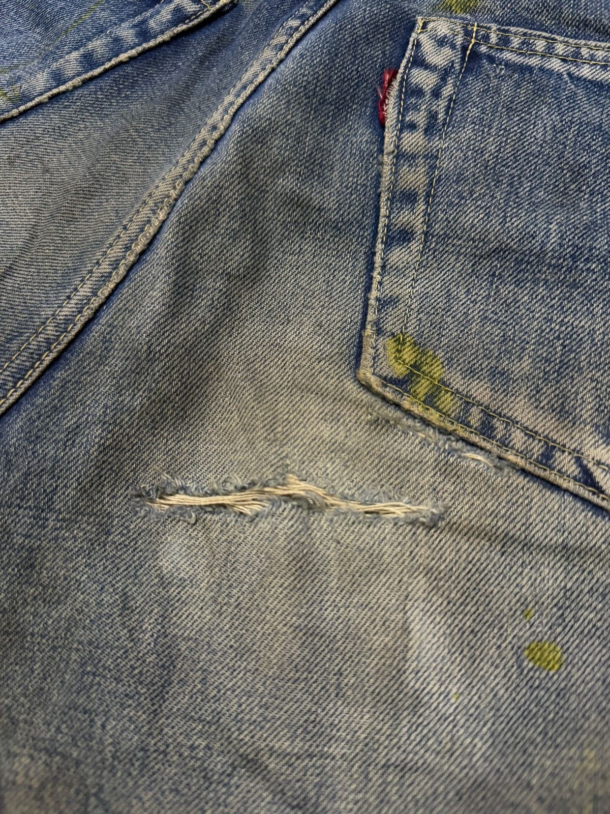 Denime Vintage 90s Denime Crazy Fade, Paint Splatter Selvedge | W27 Size US 27 - 11 Thumbnail