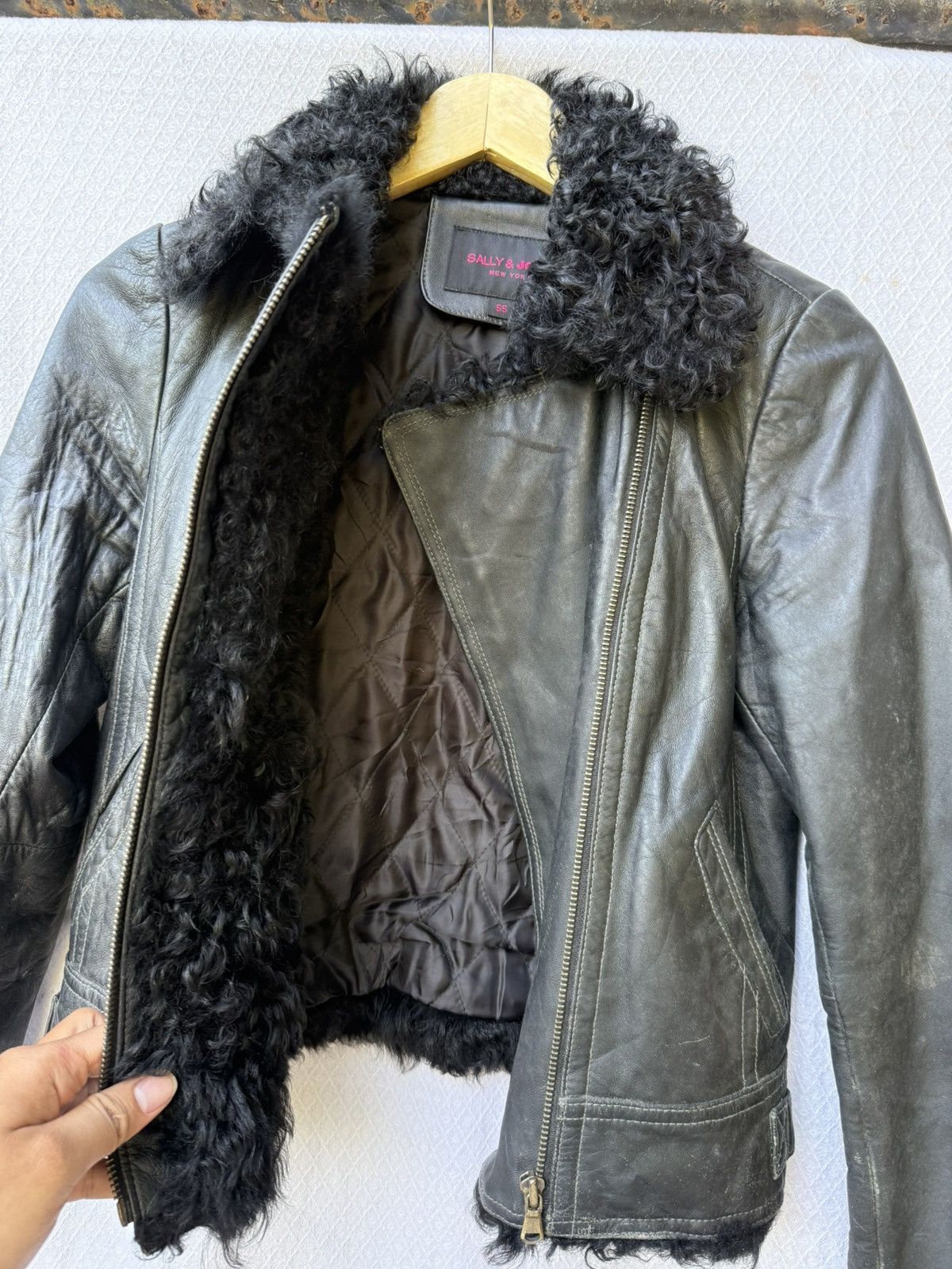 14th Addiction Sally&John Fur Leather Jacket Assymetrical Zipper Size US S / EU 44-46 / 1 - 8 Thumbnail