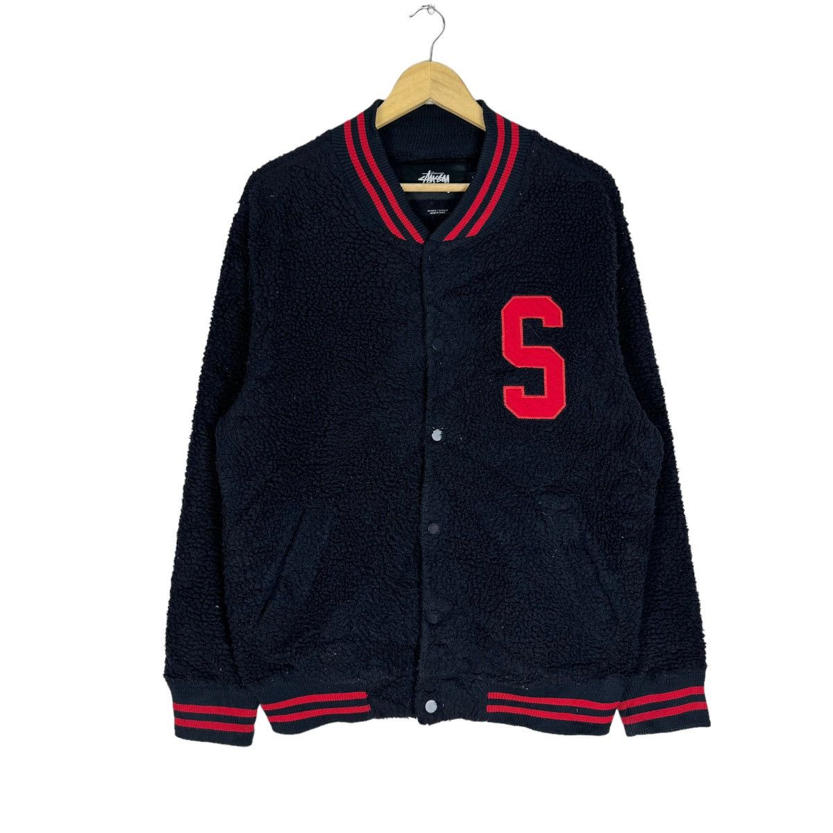 Stussy ☀️STUSSY FLEECE DEEP PILE VARSITY SNAP BUTTON JACKET Size US L / EU 52-54 / 3 - 2 Thumbnail