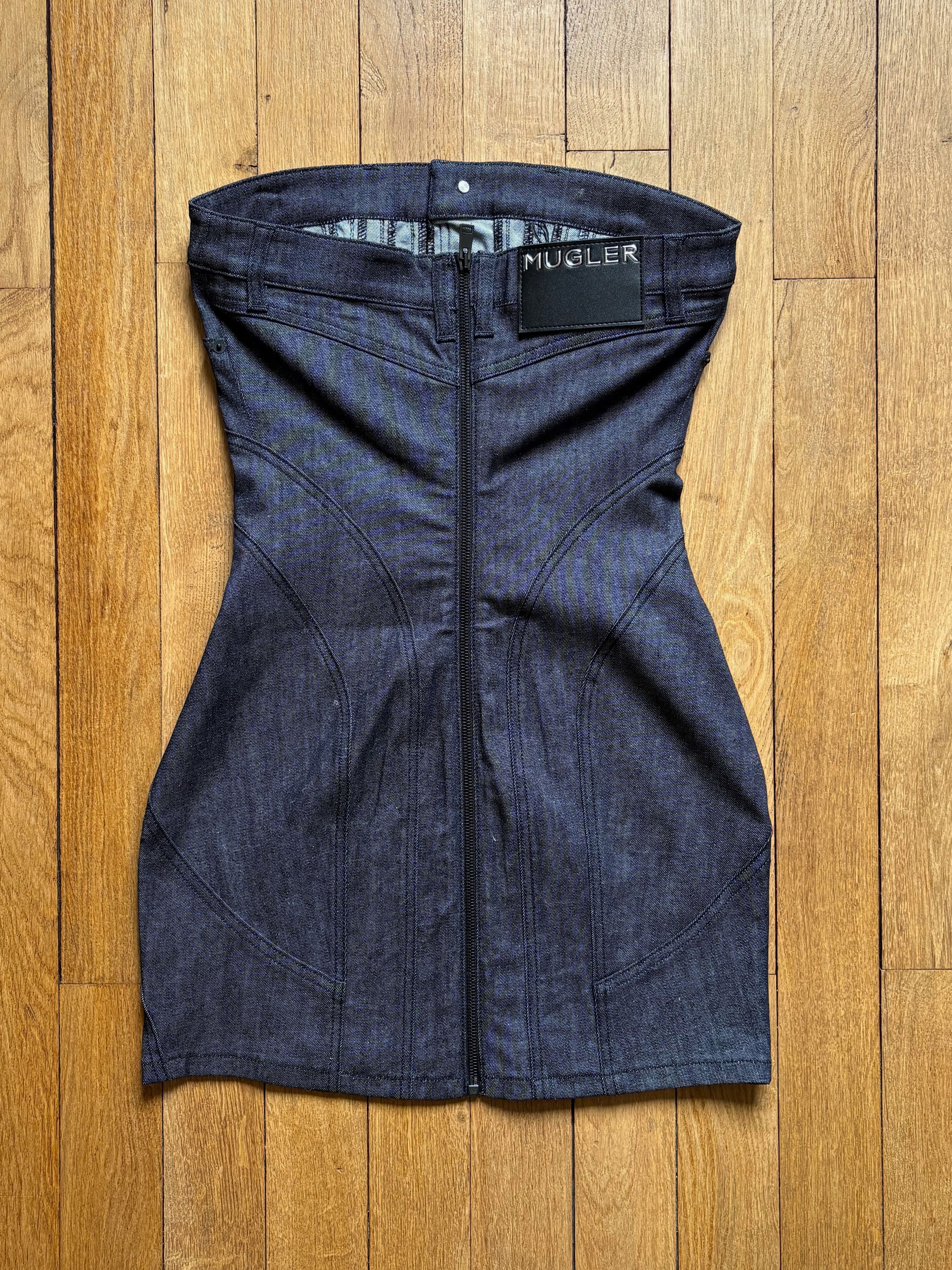 Mugler Mugler Spiral Bustier mini denim dress Size M / US 6-8 / IT 42-44 - 2 Thumbnail