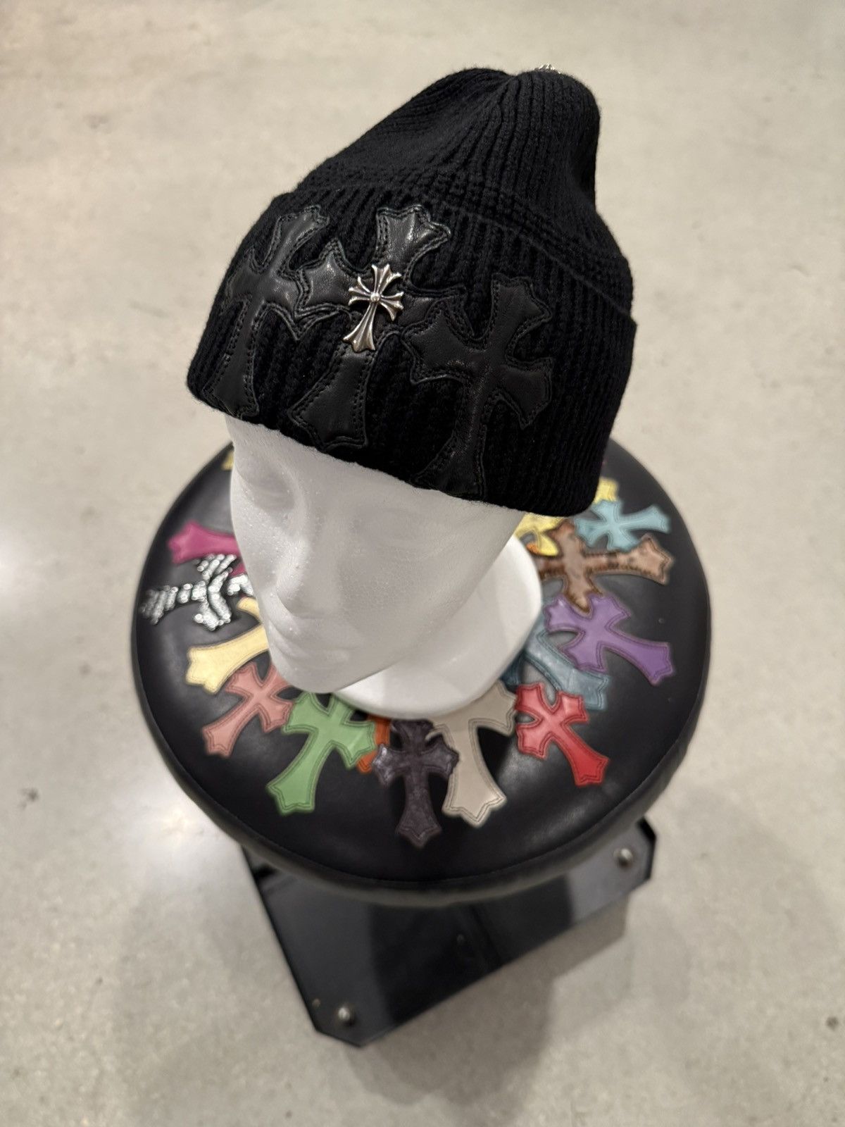 Chrome Hearts Chrome Hearts Cashmere Triple Cross Patch Beanie Size ONE SIZE - 10 Thumbnail
