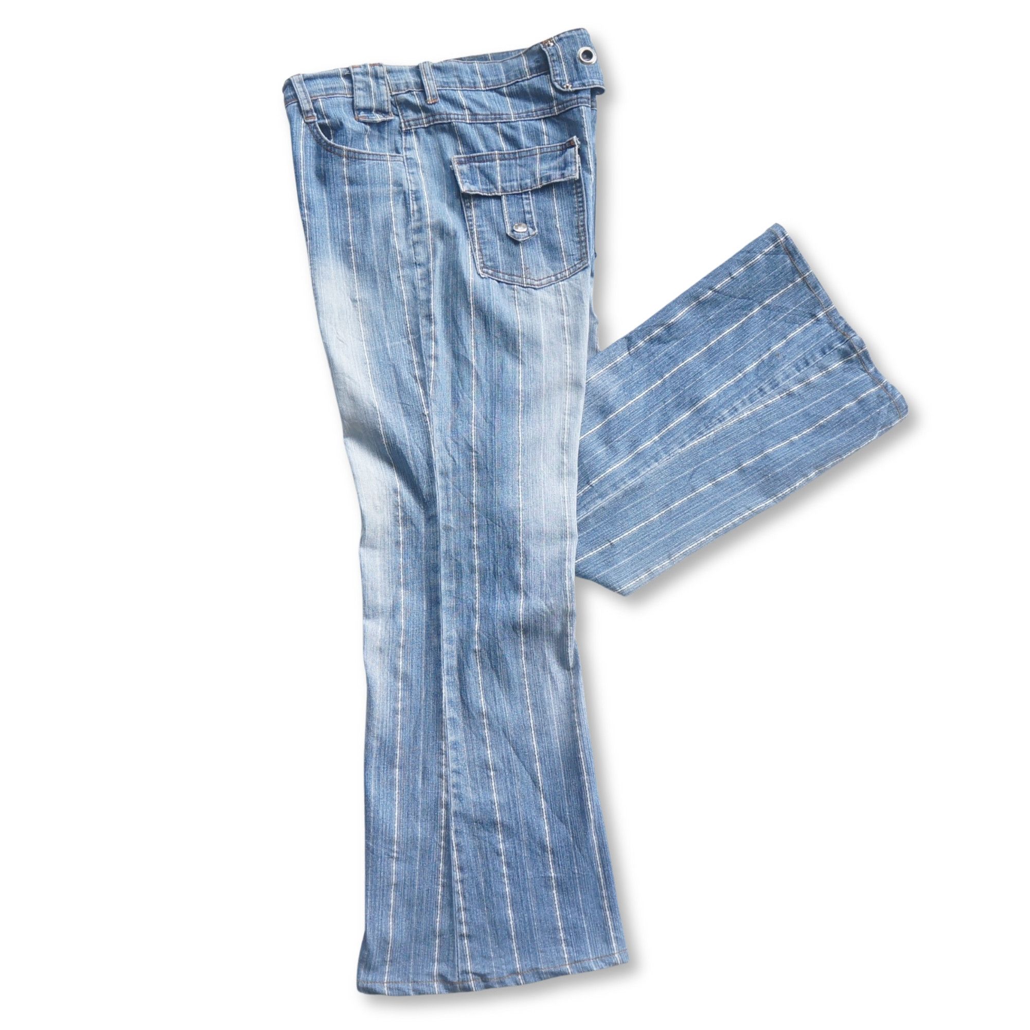 Japanese Brand KAREN Striped Flare Soft Jeans Size 30" / US 8 / IT 44 - 3 Thumbnail
