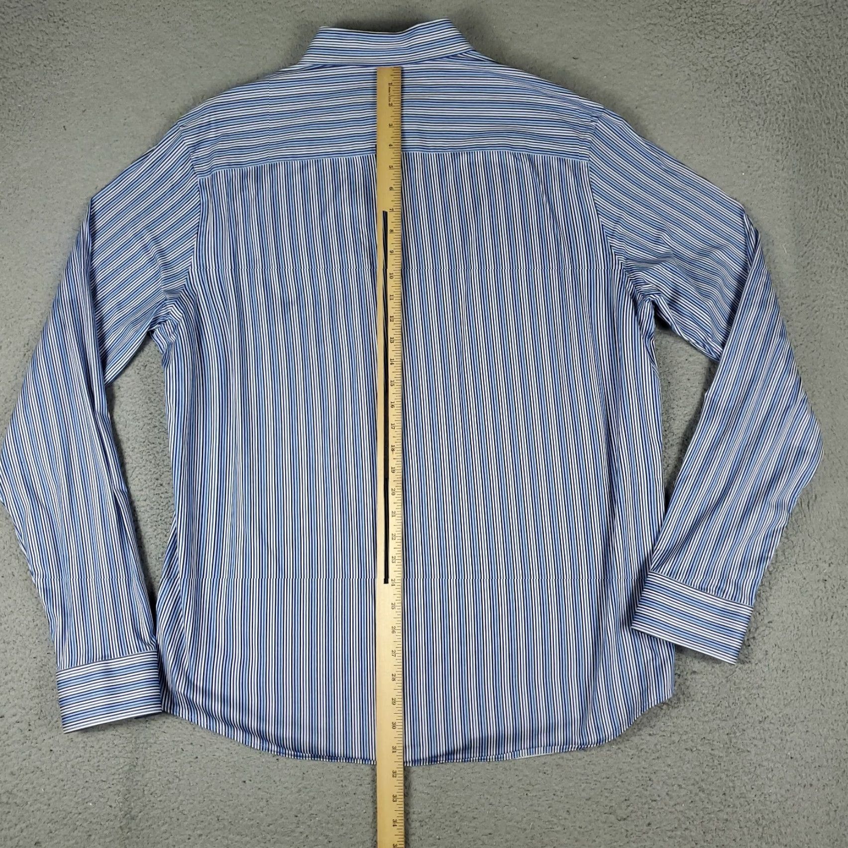 BUGATCHI Bugatchi Shirt Mens XL Blue Striped Stretch Shaped Fit Button Up Long Sleeve Size US XL / EU 56 / 4 - 3 Thumbnail