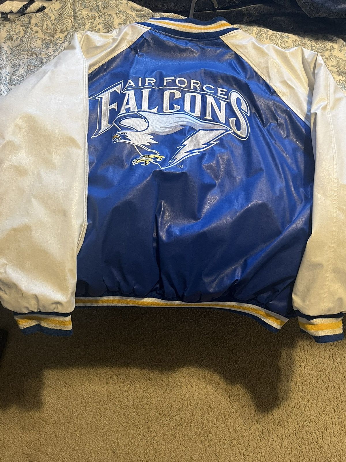 image of The Eagles Thrifted Varsity Jacket in Blue, Men's (Size XL)