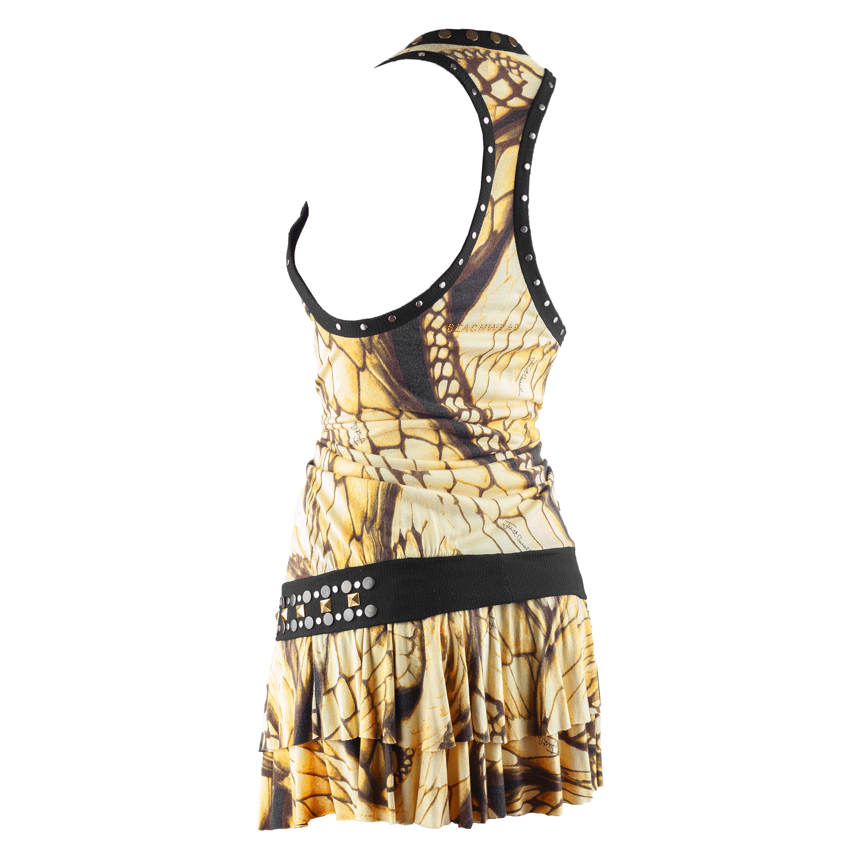 Just Cavalli Just Cavalli Yellow Snake Vintage Dress (L) Size L / US 10 / IT 46 - 2 Thumbnail