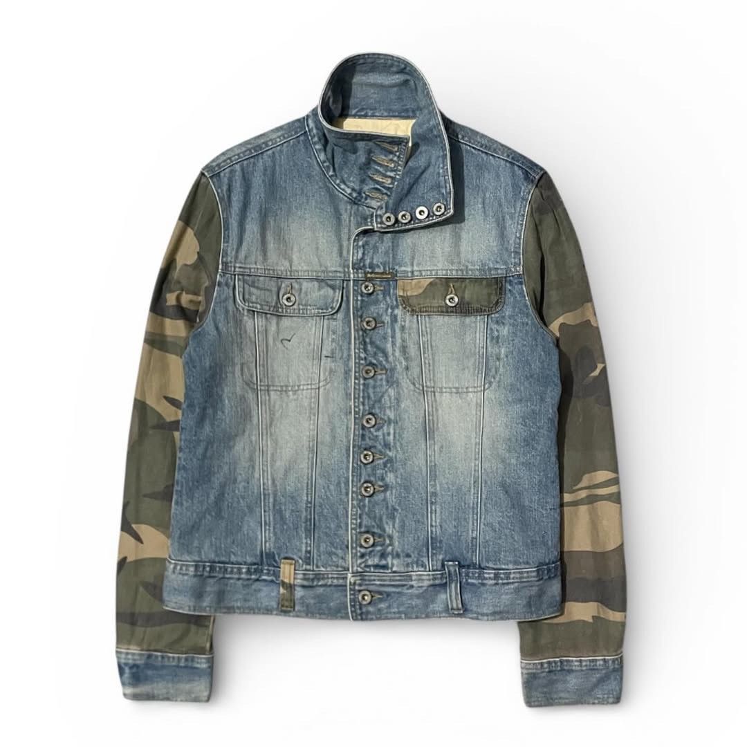 Dolce & Gabbana 00’s Dolce & Gabbana Camo Sleeve Trucker Denim Jacket Size US M / EU 48-50 / 2 - 6 Thumbnail