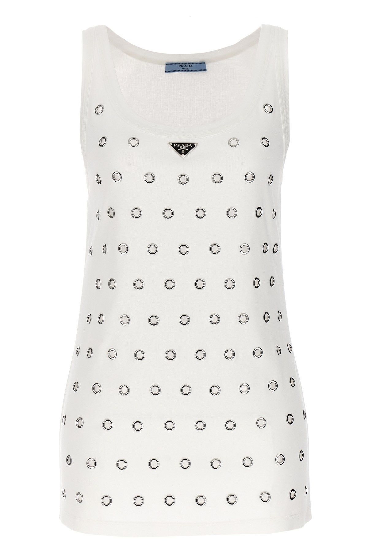 image of Prada Stud Tank Top in White, Women's (Size XS)