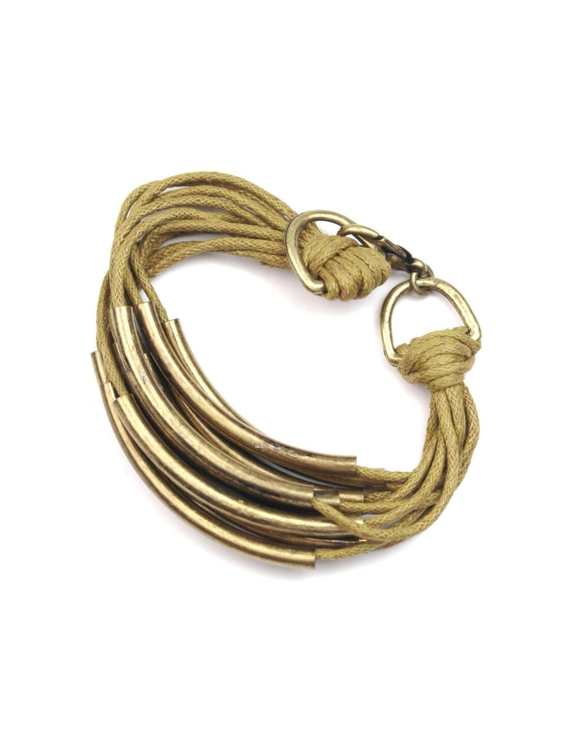Vintage 2000S JAPANESE MADE BRASS TUBE CORD BRACELET Size ONE SIZE - 2 Thumbnail