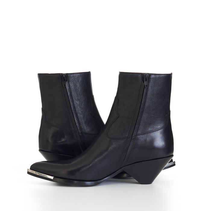 Celine Zipped Conique Boot With Metal Toe In Black Shiny Calfskin | Grailed