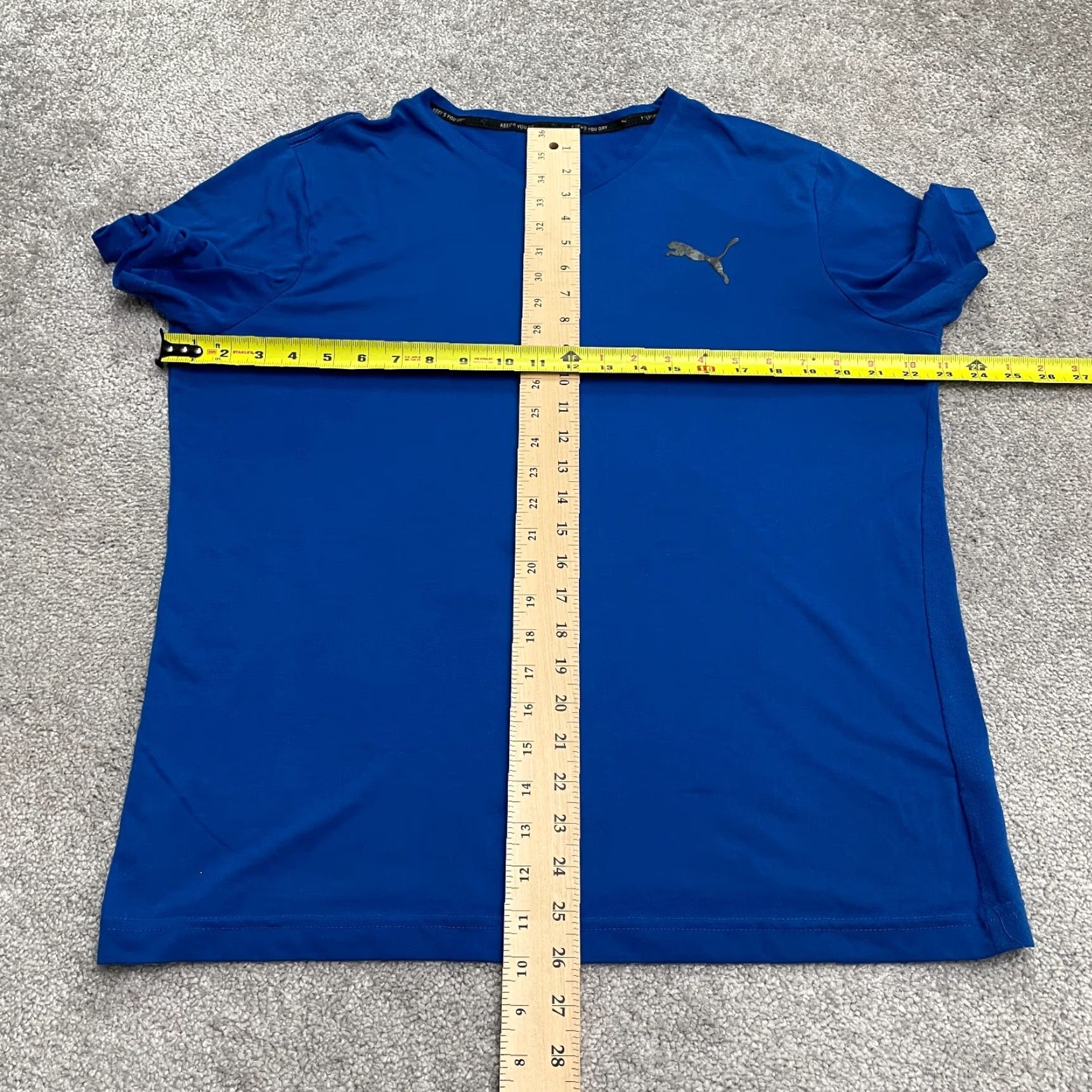 Puma Puma Dri-Fit Active T-Shirt Mens L Blue V-Neck Short Sleeve Athletic Tee Size US L / EU 52-54 / 3 - 7 Thumbnail