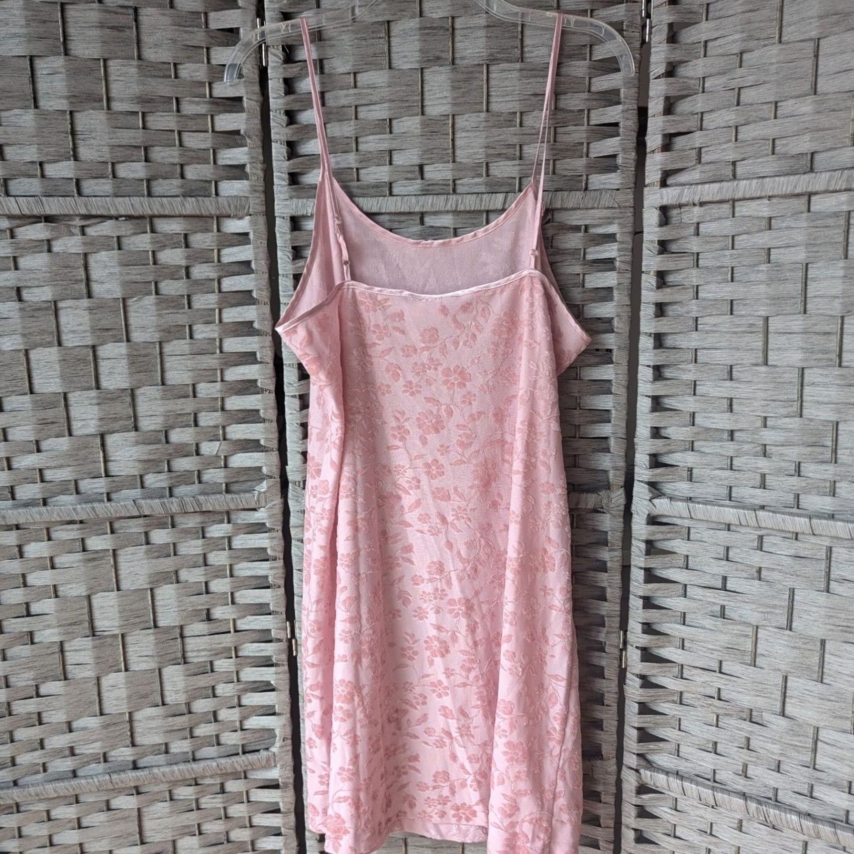 Vintage Light Pink Floral Burnout Mini Slip Dress Sz L Spaghetti Strap Tunic Sleeveless Womens Size L / US 10 / IT 46 - 4 Thumbnail