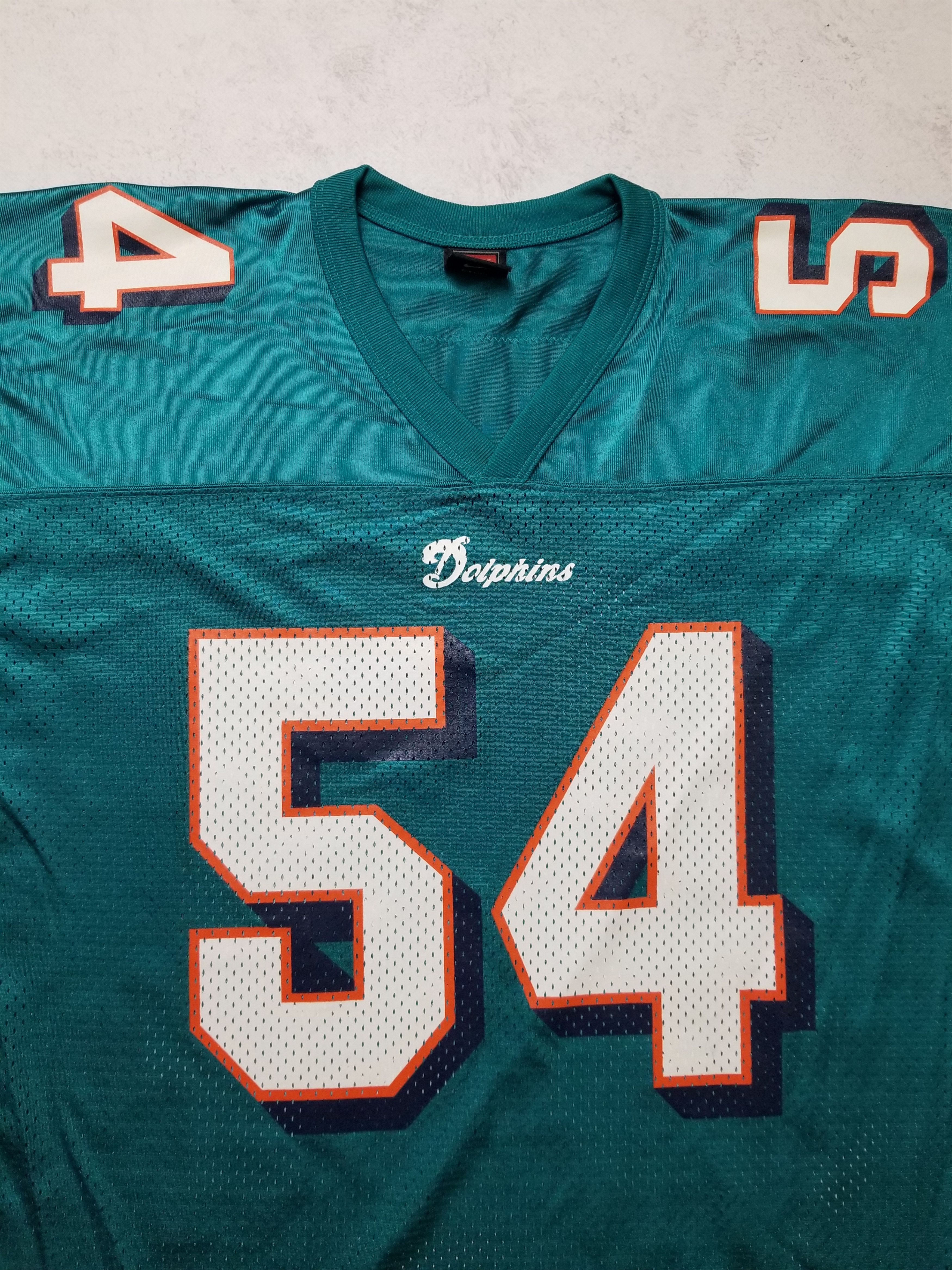 Nike VTG 90s Nike Zach Thomas Miami Dolphins NFL Teal Aqua Jersey Size US M / EU 48-50 / 2 - 13 Thumbnail