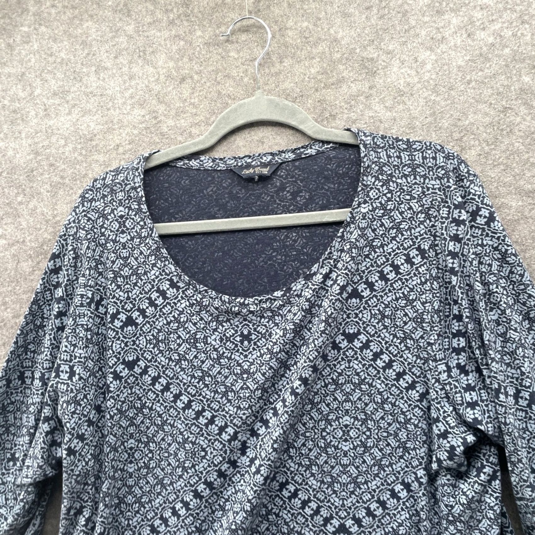 Lucky Brand Lucky T-Shirt Womens 2X Navy Blue Boho Print 3/4 Sleeve Modal Blend Size XXL / US 16-18 / IT 52-54 - 3 Thumbnail