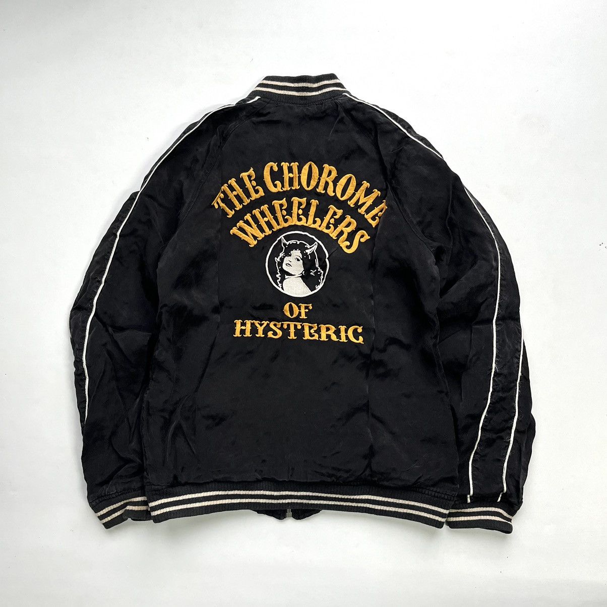 image of Hysteric Glamour Sukajan Devil Girls Reversible Jacket in Black, Women's