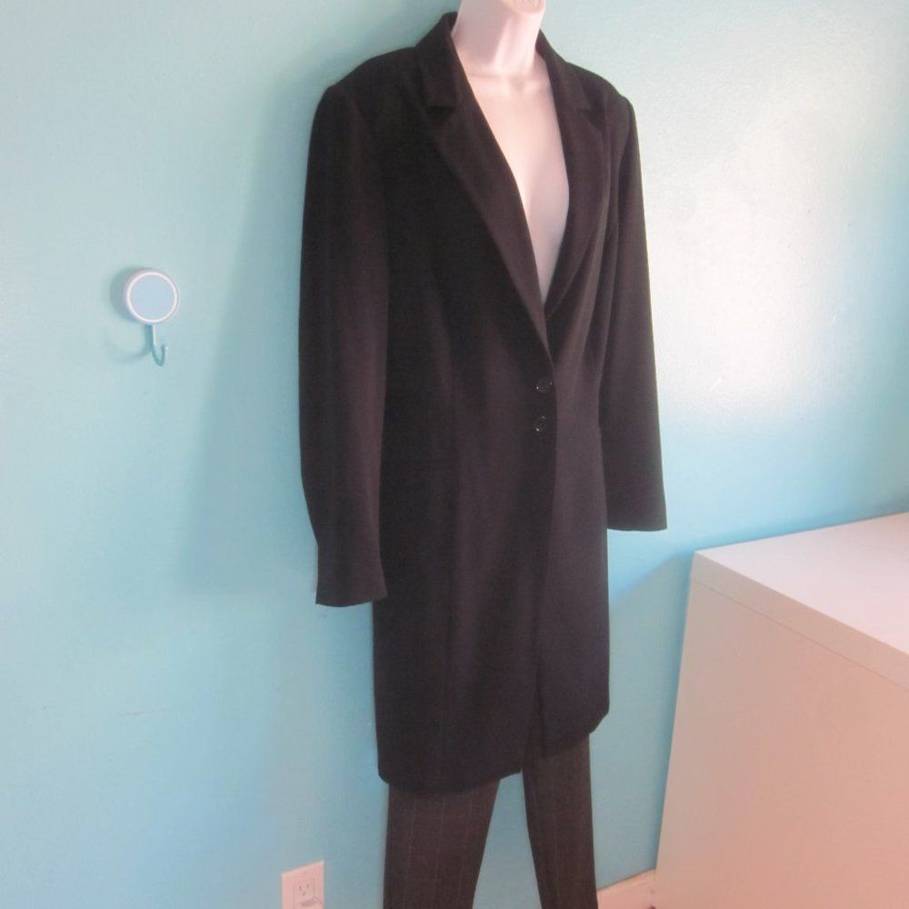 Vintage Venezia Vintage Long Black Coat Size 14 Size L / US 10 / IT 46 - 7 Thumbnail