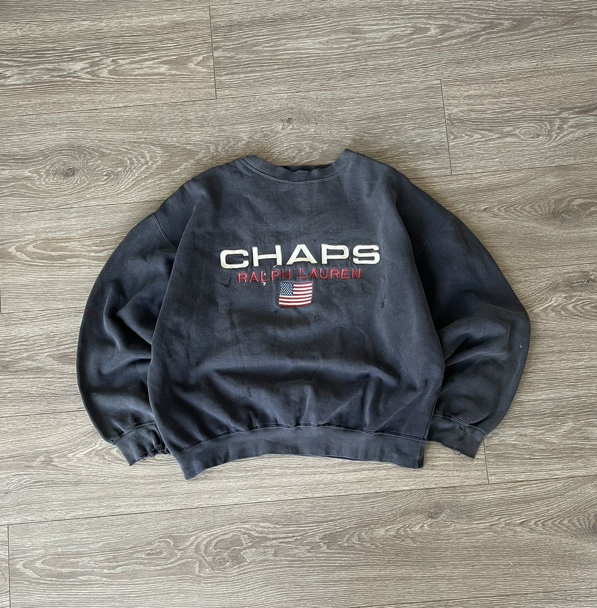 Chaps Ralph Lauren × Polo Ralph Lauren × Vintage Vintage 💥 Chaps Ralph Lauren USA Flag Sweatshirt distressed Size US M / EU 48-50 / 2 - 3 Thumbnail