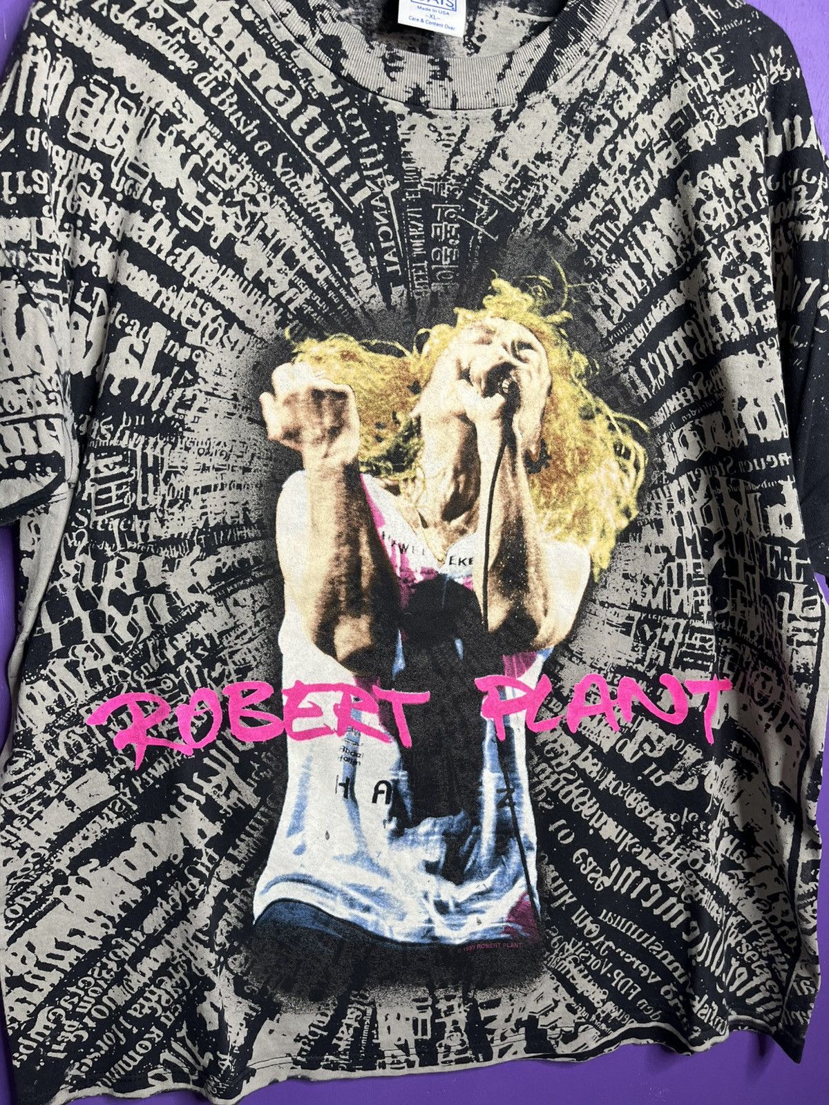 Band Tees × Vintage Vintage 1993 Robert plant eyeball AOP t-shirt Size US XL / EU 56 / 4 - 3 Thumbnail