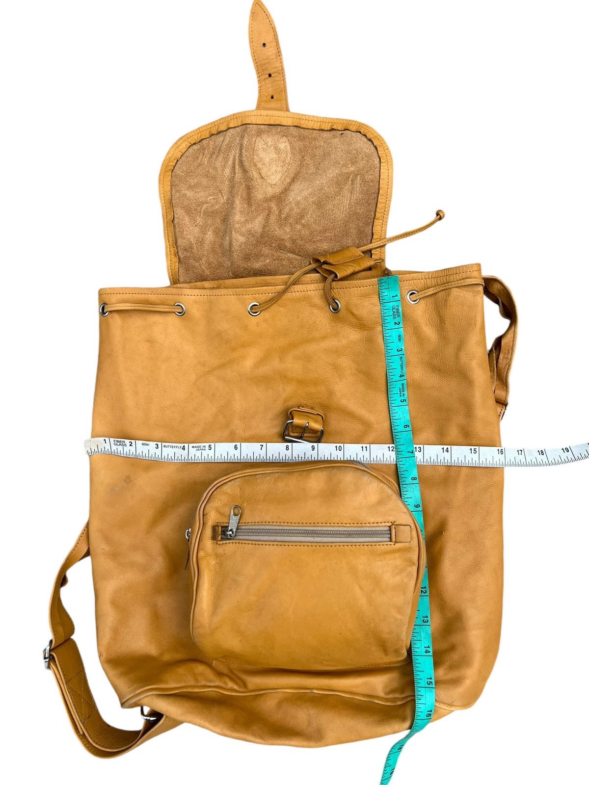 Leather Vintage Unknown Japan Brand Patina Leather Backpack Bag Size ONE SIZE - 24 Thumbnail
