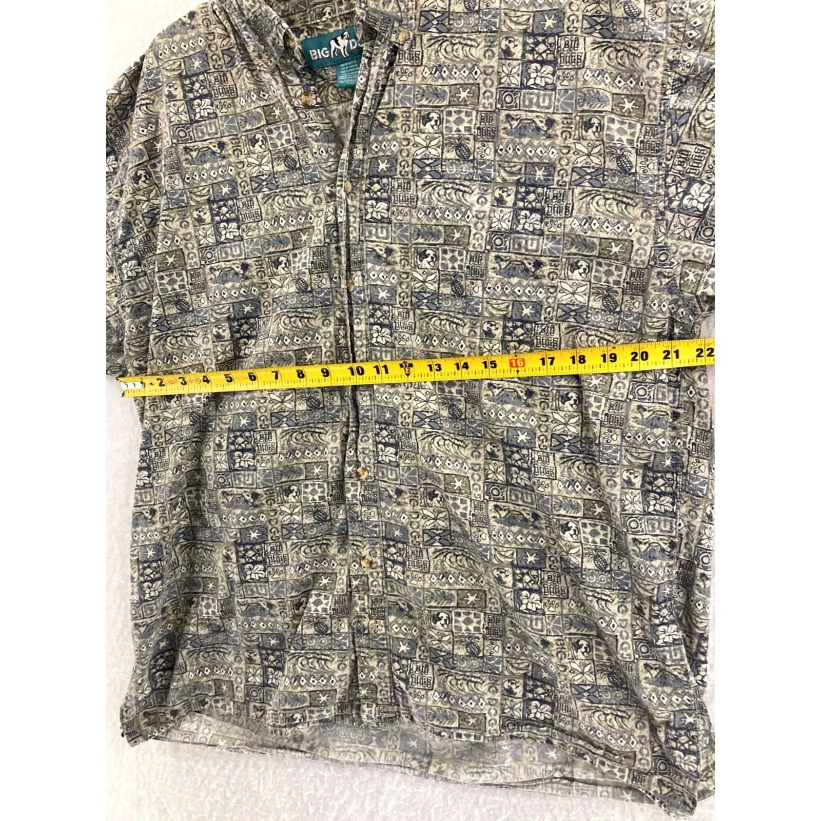 Big Dogs BIG DOGS Shirt Mens L Gray Cotton Button-Up Short Sleeve Collared All Seasons Dog Theme Size US L / EU 52-54 / 3 - 2 Thumbnail