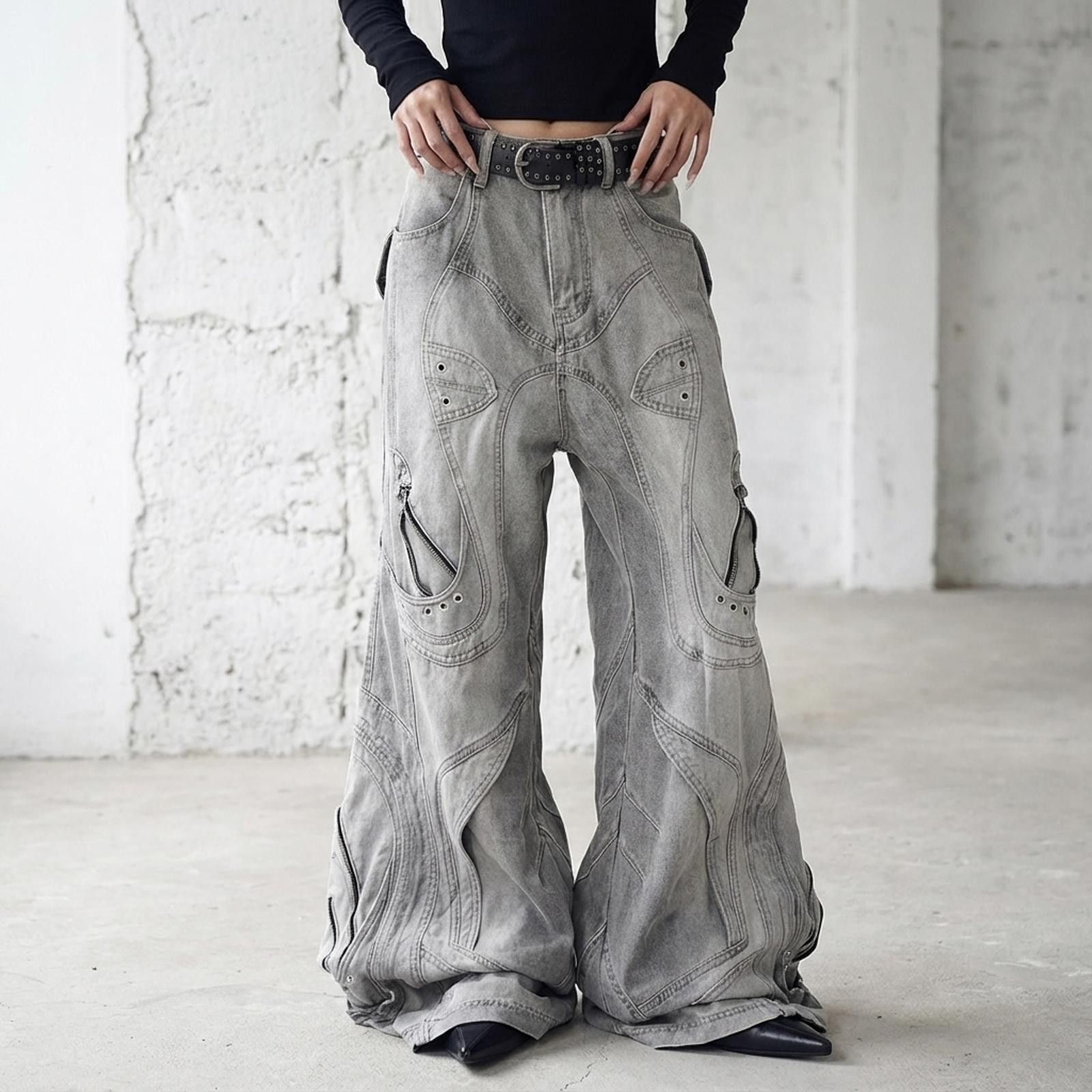 Japanese Brand Deconstructed Oversized Flare Denim Jeans Size 27" / US 4 / IT 40 - 5 Thumbnail
