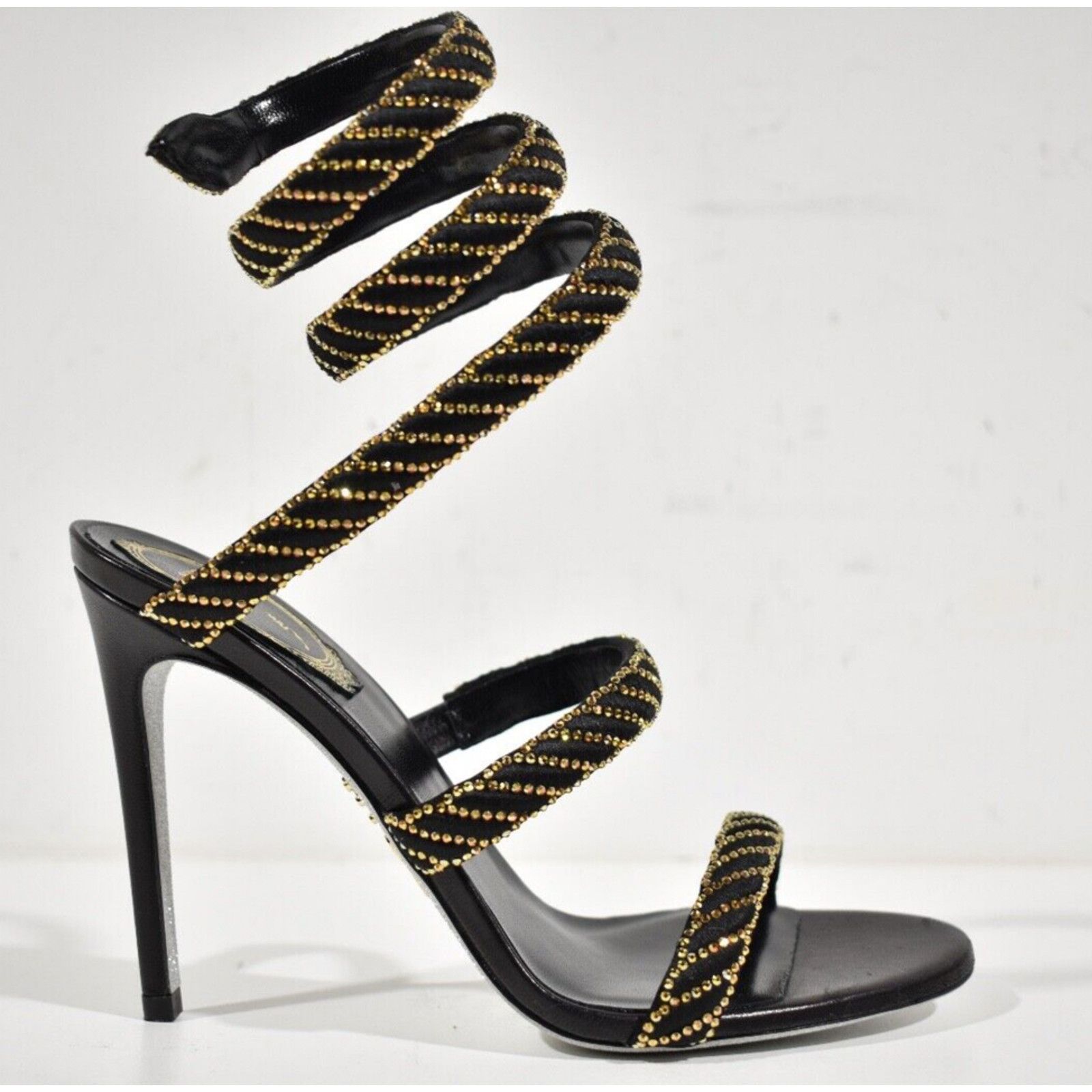 Rene Caovilla Cleo Sunshine Crystal Ankle Wrap Strap Sandal Heel Pump 37.5 Size US 7.5 / IT 37.5 - 2 Thumbnail