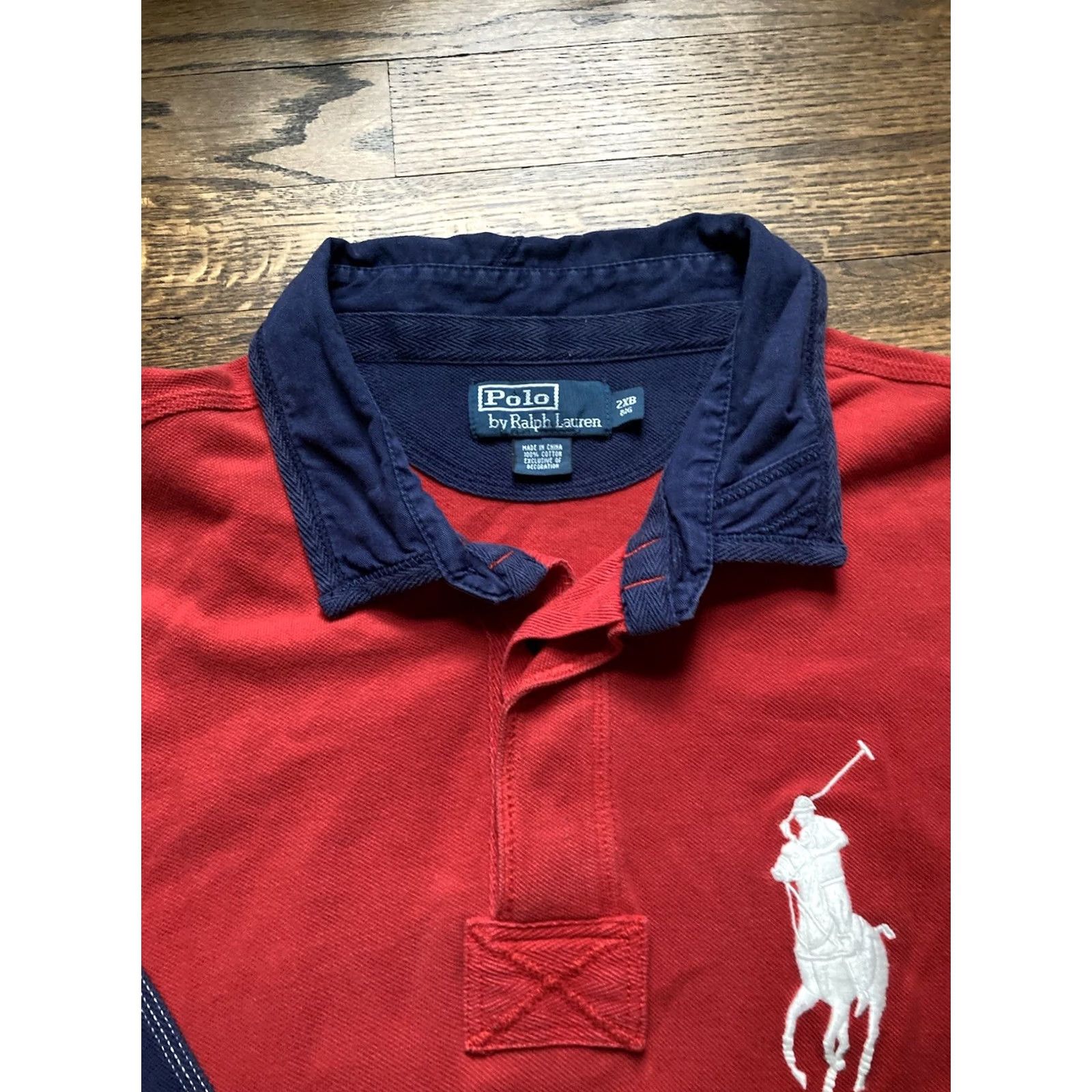 Polo Ralph Lauren VINTAGE Polo Ralph Lauren Shirt Mens Big 2X Blue Solid Short Sleeve Collared Nautical Polo Ralph Lauren Big Pony Sailboat Boat Yacht Club Mens Size US XXL / EU 58 / 5 - 4 Thumbnail