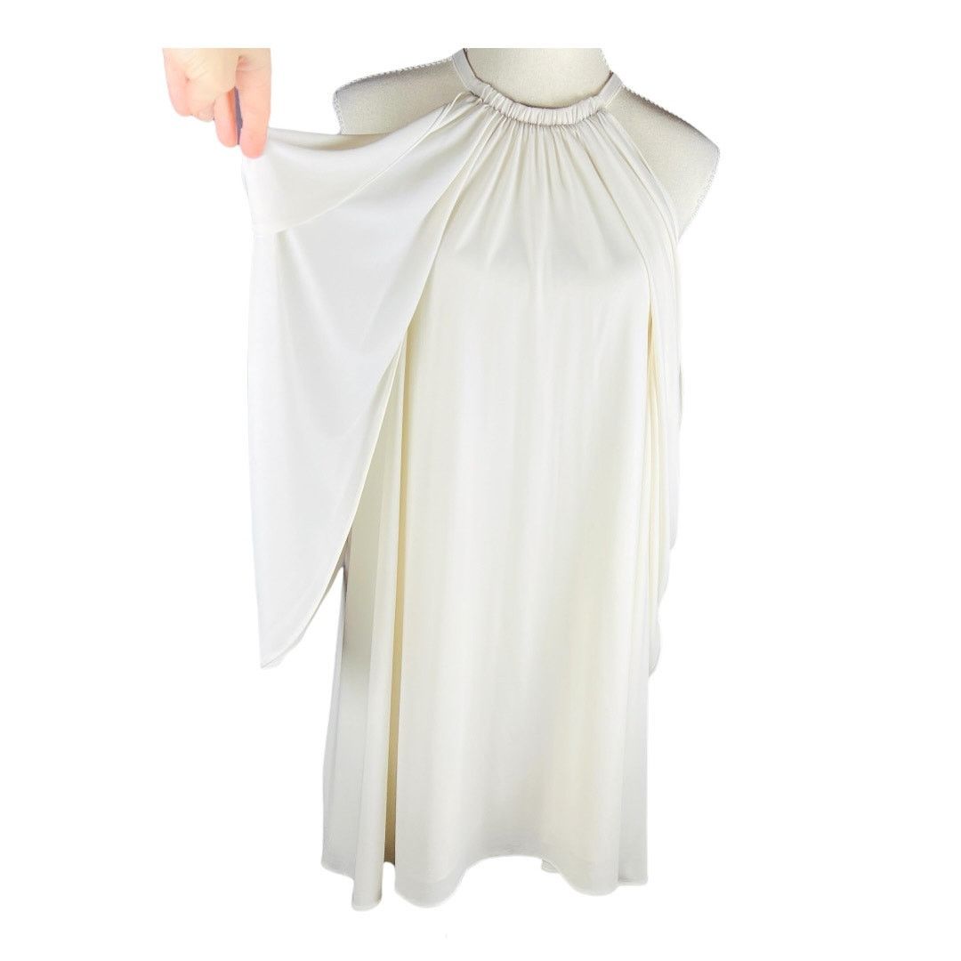Halston Halston Elsie Draped Cape Mini Dress Chalk White Ivory S 4 Size S / US 4 / IT 40 - 6 Thumbnail