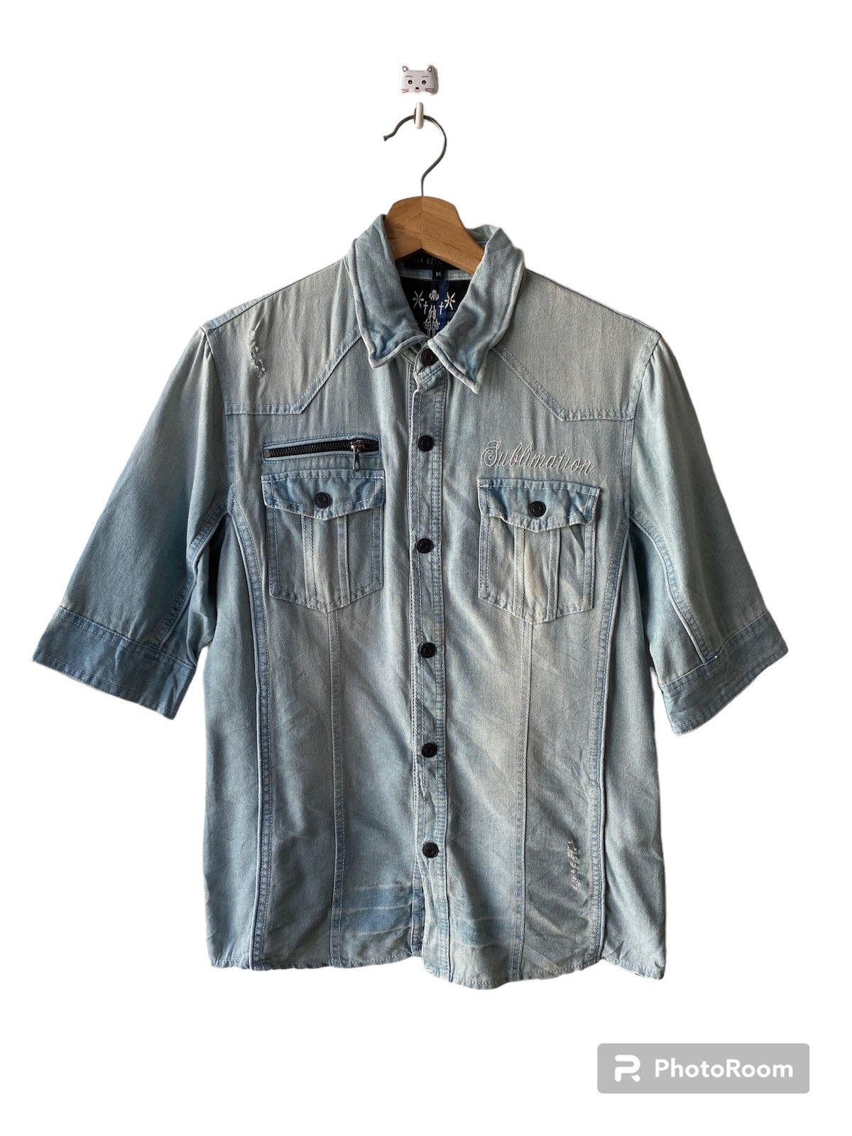 In The Attic × Seditionaries In The Attic Sublimation Skull Distressed Button Shirt Size US M / EU 48-50 / 2 - 2 Thumbnail