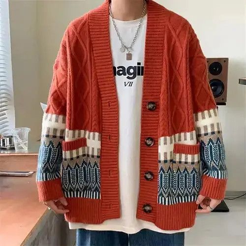 Other Retro Pattern Knitted Cardigan Men Size US M / EU 48-50 / 2 - 2 Thumbnail