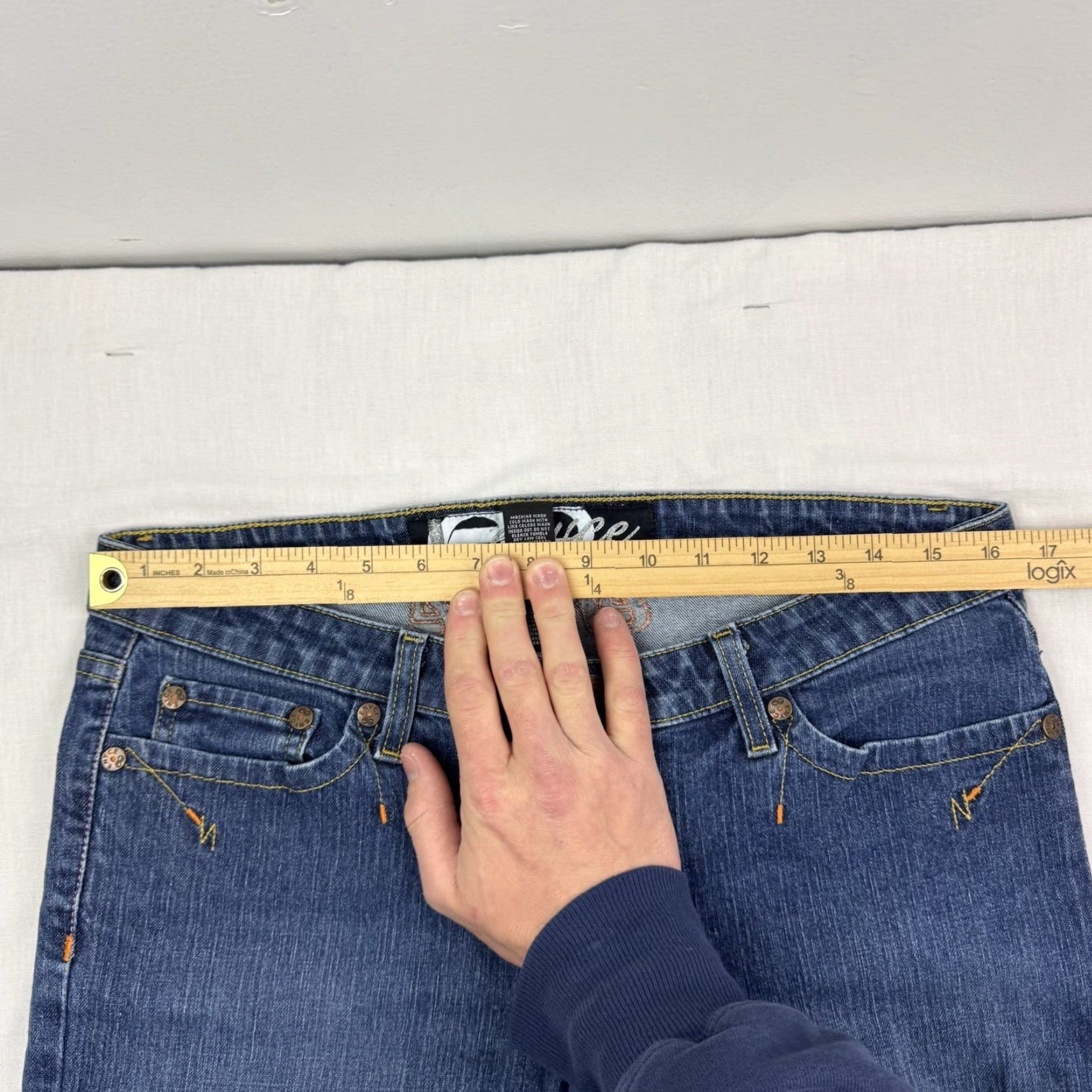 Enyce VINTAGE Enyce Jeans Womens Low Rise Hipster 13 Bootcut Embroidered Hip Hop Y2K Blue Girls Size 34" / US 12 / IT 48 - 7 Thumbnail