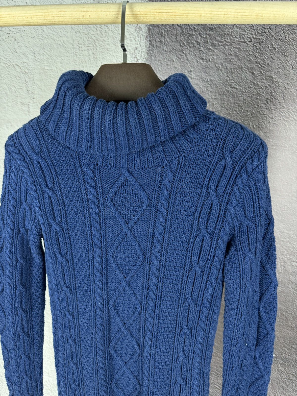 Ralph Lauren × Vintage Ralph Lauren Hand knit blue cable knit turtleneck sweater Size M / US 6-8 / IT 42-44 - 5 Thumbnail