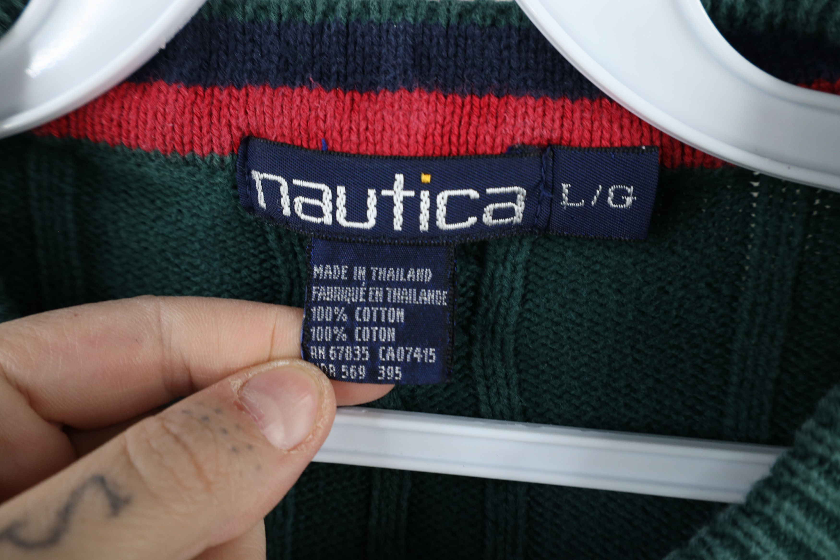 Nautica Vintage 90s Nautica Chunky Ribbed Cable Knit Sweater Green Size US L / EU 52-54 / 3 - 6 Thumbnail