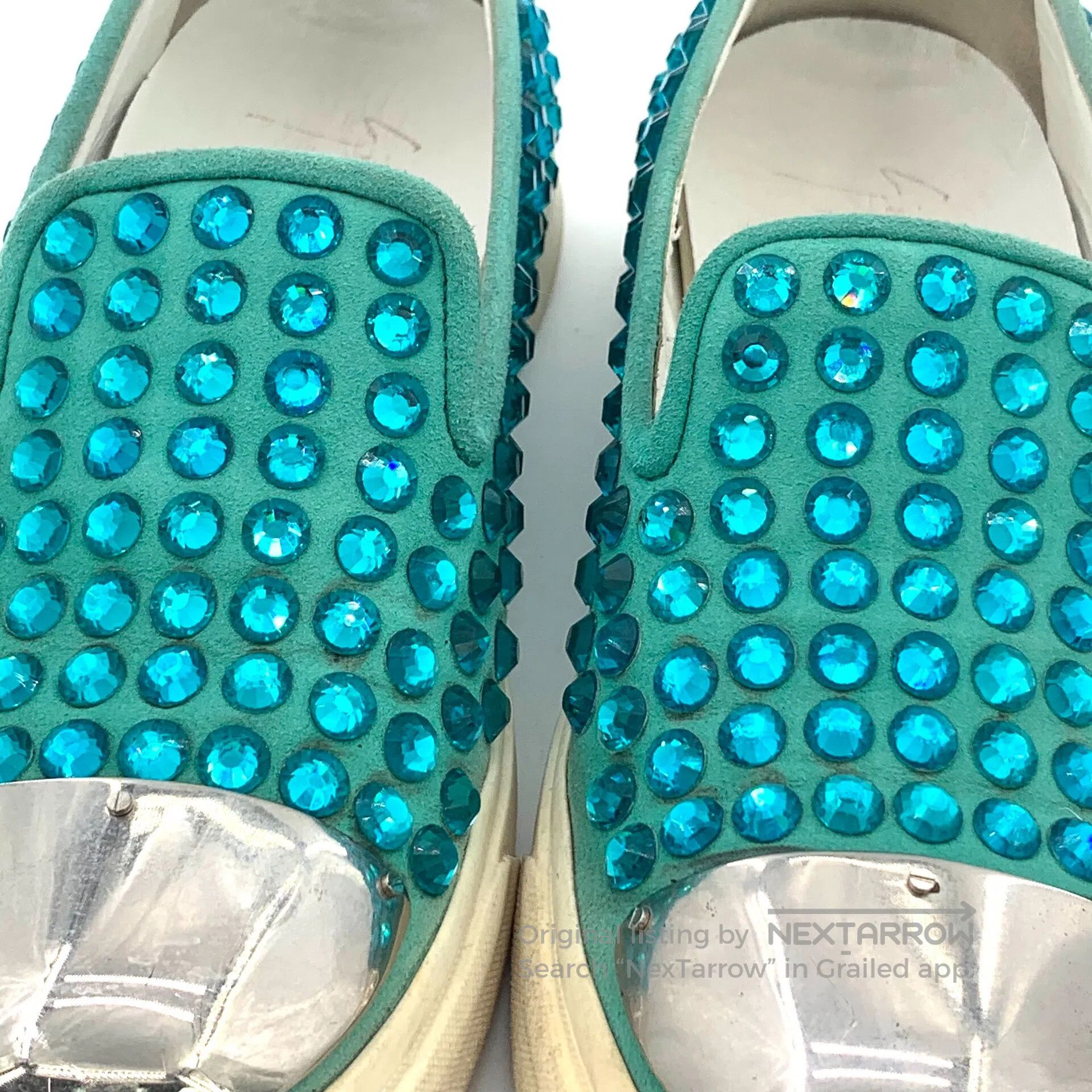 Giuseppe Zanotti Giuseppe Zanotti Green Full Crystal Casual Flat Loafers Lo Size US 7 / IT 37 - 8 Thumbnail