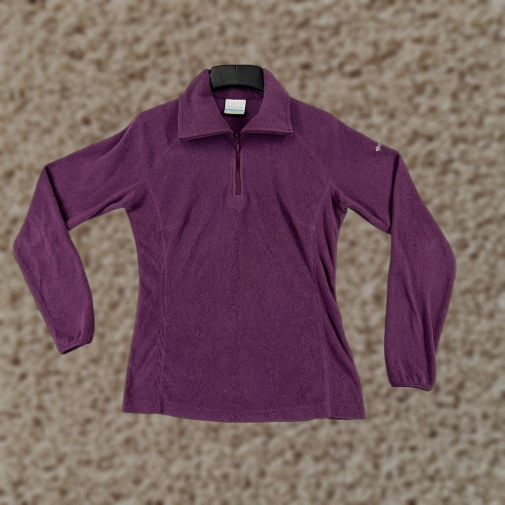 Vintage Columbia Women Sweater Mock Neck Full Zip Fleece Polyester Purple Size S / US 4 / IT 40 - 1 Thumbnail