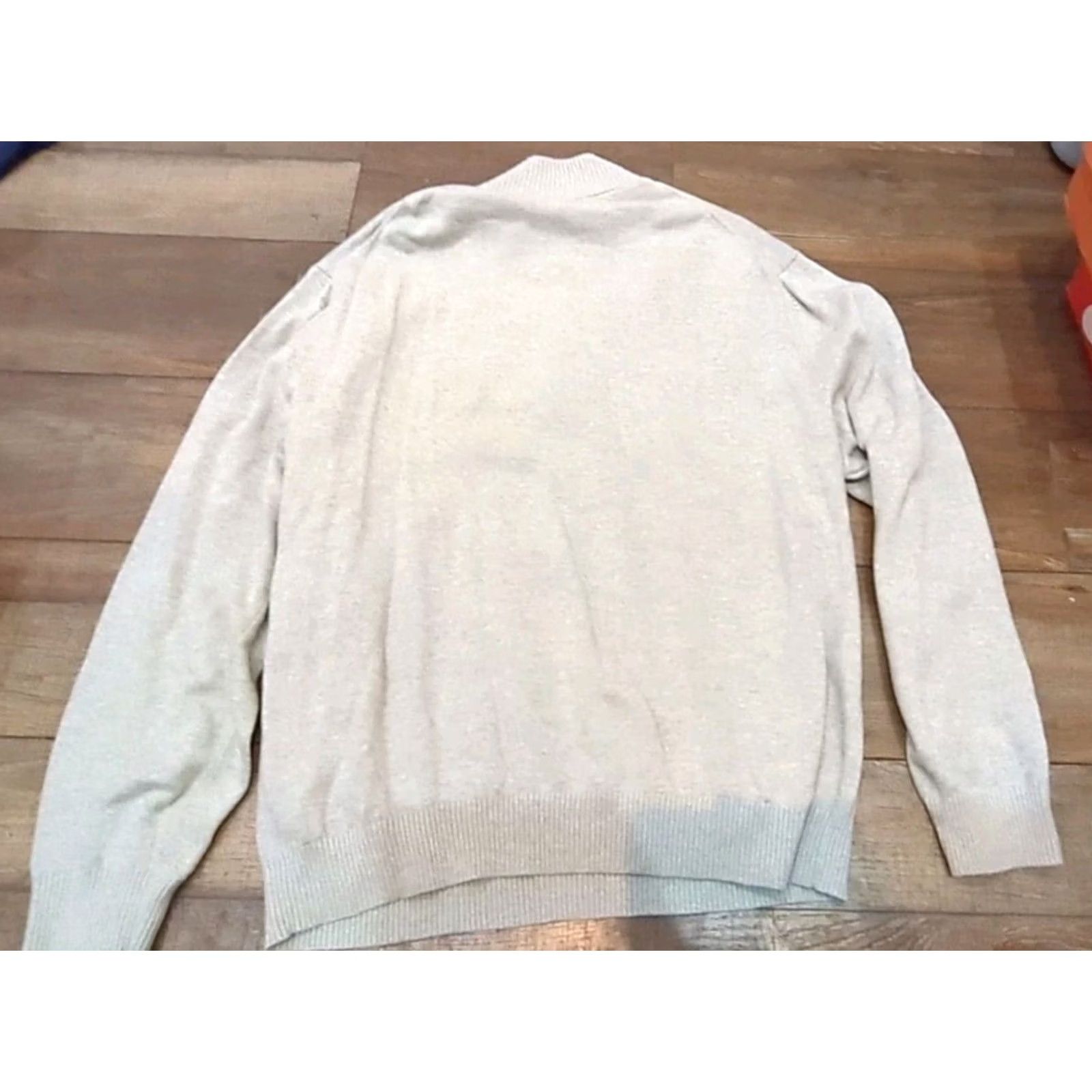 Nautica NAUTICA Sweater Pullover 1/4-Zip 2XL Mock Neck Long Sleeve Cotton Gray Mens Vintage Classic Logo Knit Winter White (Big & Tall) Size US XXL / EU 58 / 5 - 4 Thumbnail