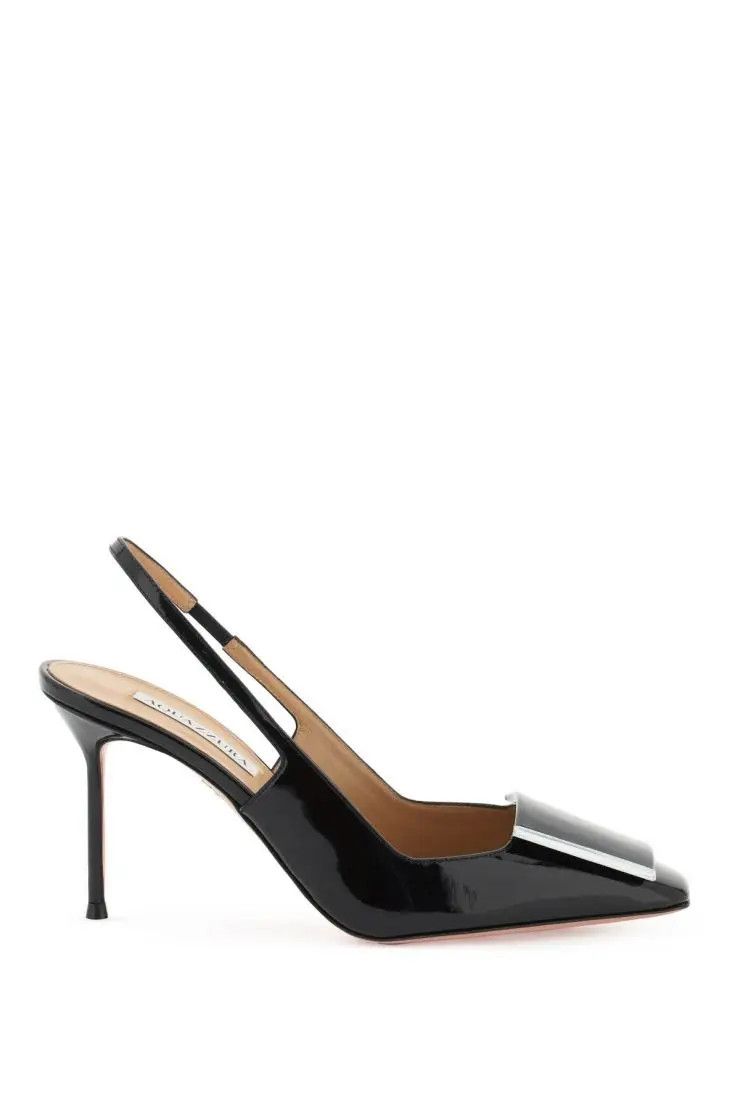 image of Aquazzura O1S22I1N0324 Patent Leather Heel Shoes In Black, Women's (Size 8)
