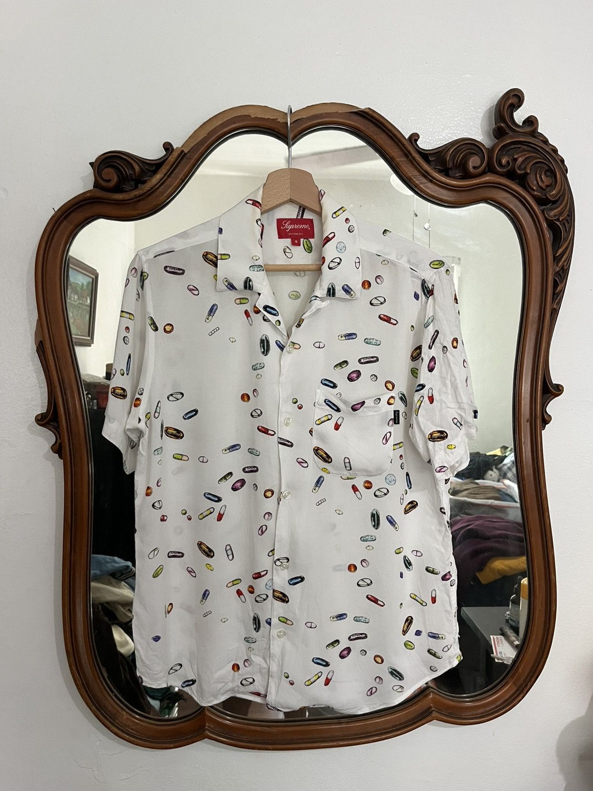 Supreme pills rayon shirt size small