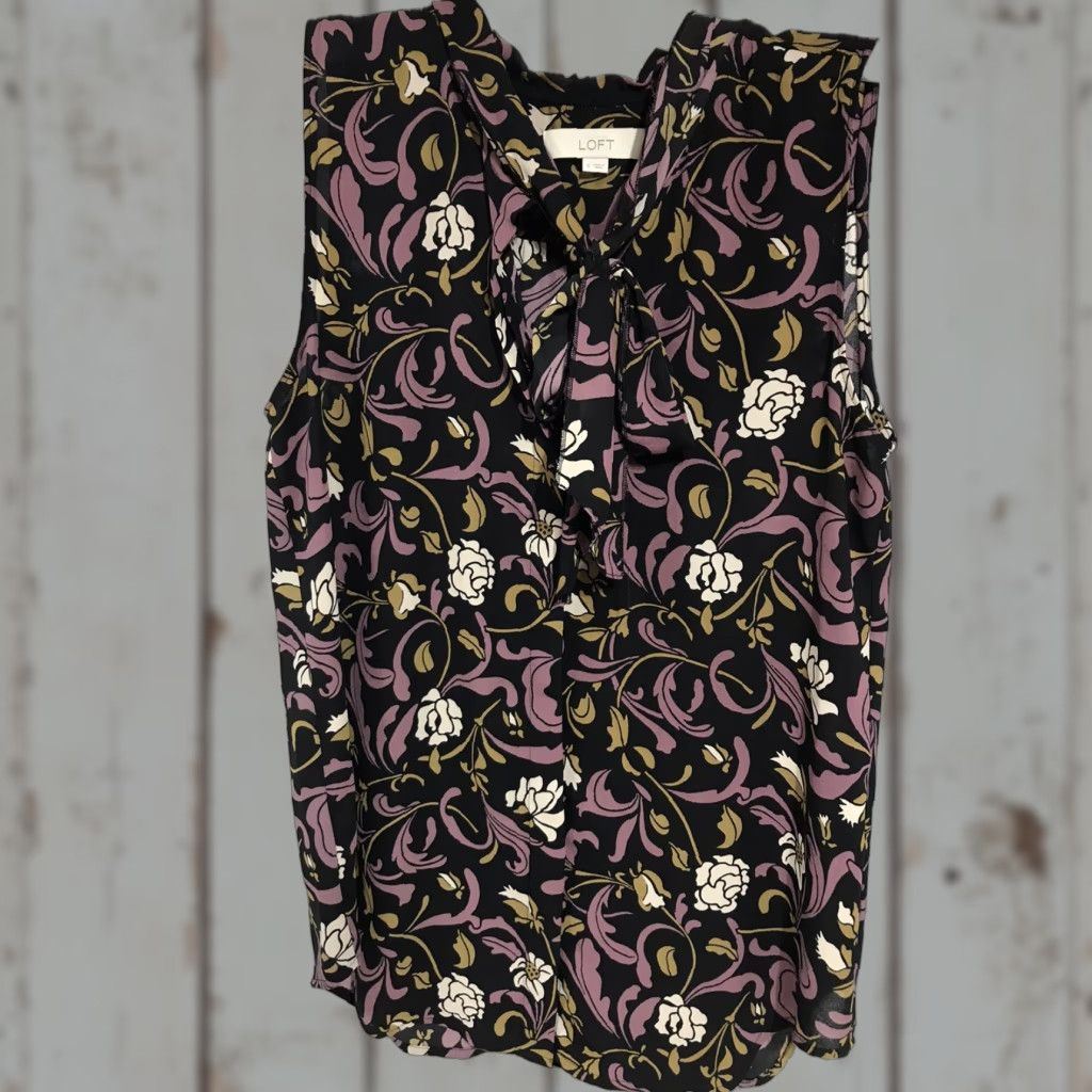 Ann Taylor Ann Taylor Loft Women's Floral Dress Shirt S Sleeveless Button-Up Casual Summer Multicolor Size S / US 4 / IT 40 - 1 Thumbnail