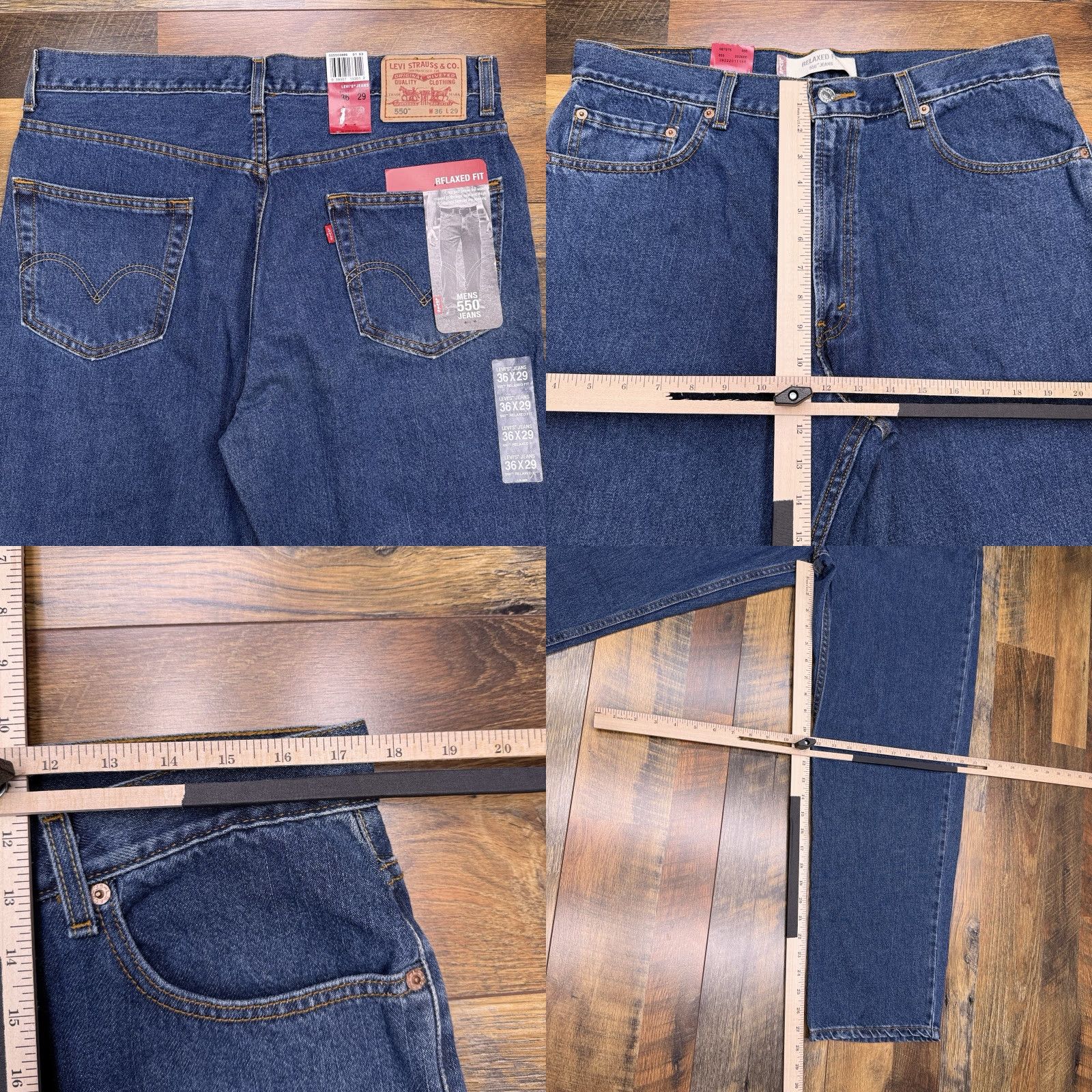 Levi's VINTAGE Levi's 550 Jeans Mens 36x29 Relaxed Tapered Mid Rise Blue Denim 5-Pocket Zipper Zip Belt Loops NWT Size US 36 / EU 52 - 8 Thumbnail