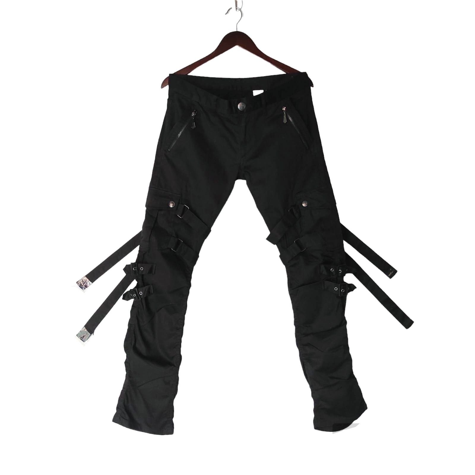 00s gimmick multi pocket flare pants y2k 2000's flare cargo pants