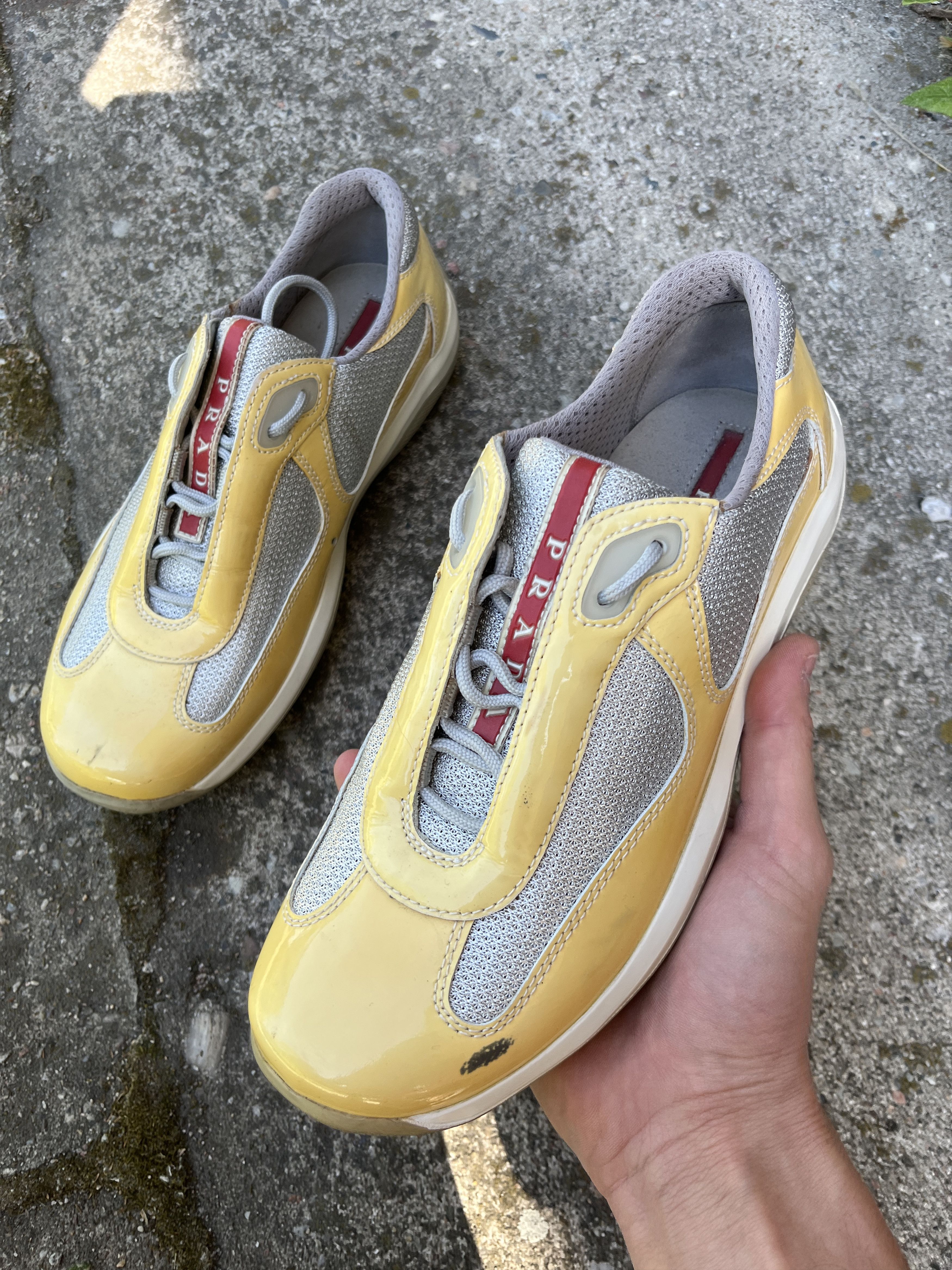 Prada prada americas cup sneakers patent leather yellow rossa 00s Size US 6 / IT 36 - 3 Thumbnail