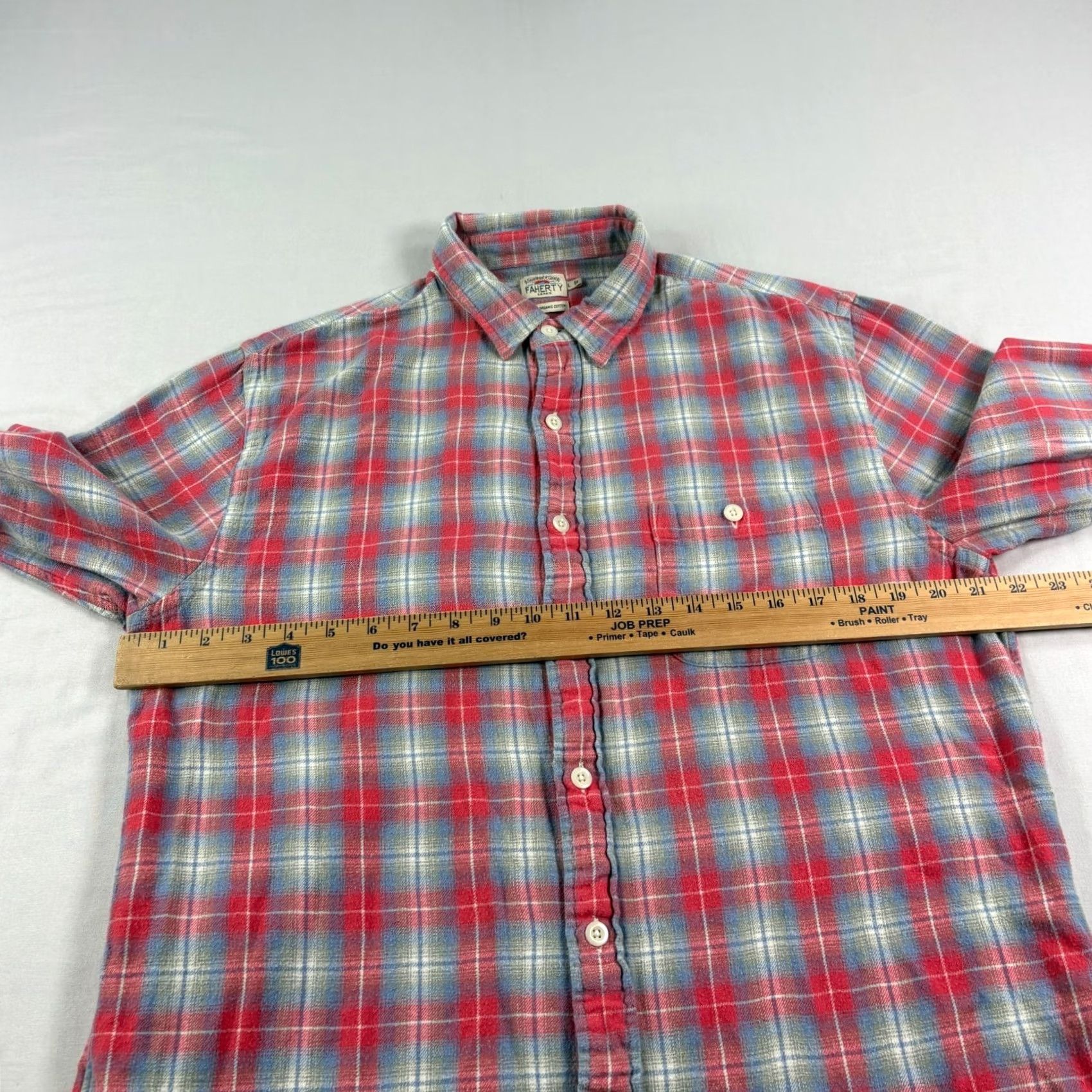 Faherty Faherty Shirt Mens L Plaid Lightweight Flannel Button-Up Cotton Pocketed Casual Long Sleeve Shirt Size US L / EU 52-54 / 3 - 4 Thumbnail